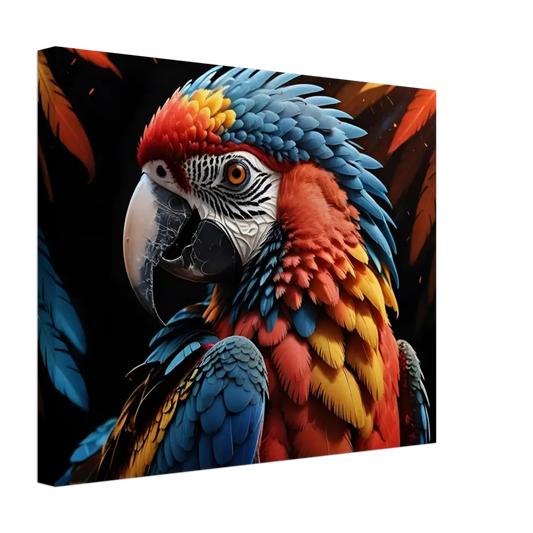 Colorful Macaw Portrait featuring vibrant feathers in Canvas Wall Art for home decor