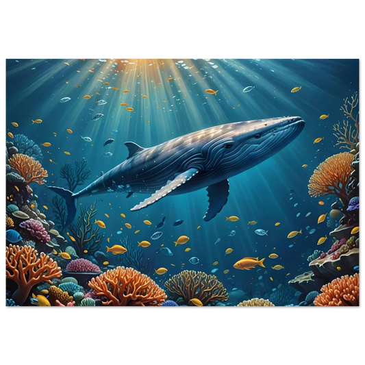 Underwater Blue Whale scene from PixiOnyx’s Dive into Tranquility Metal Print Collection