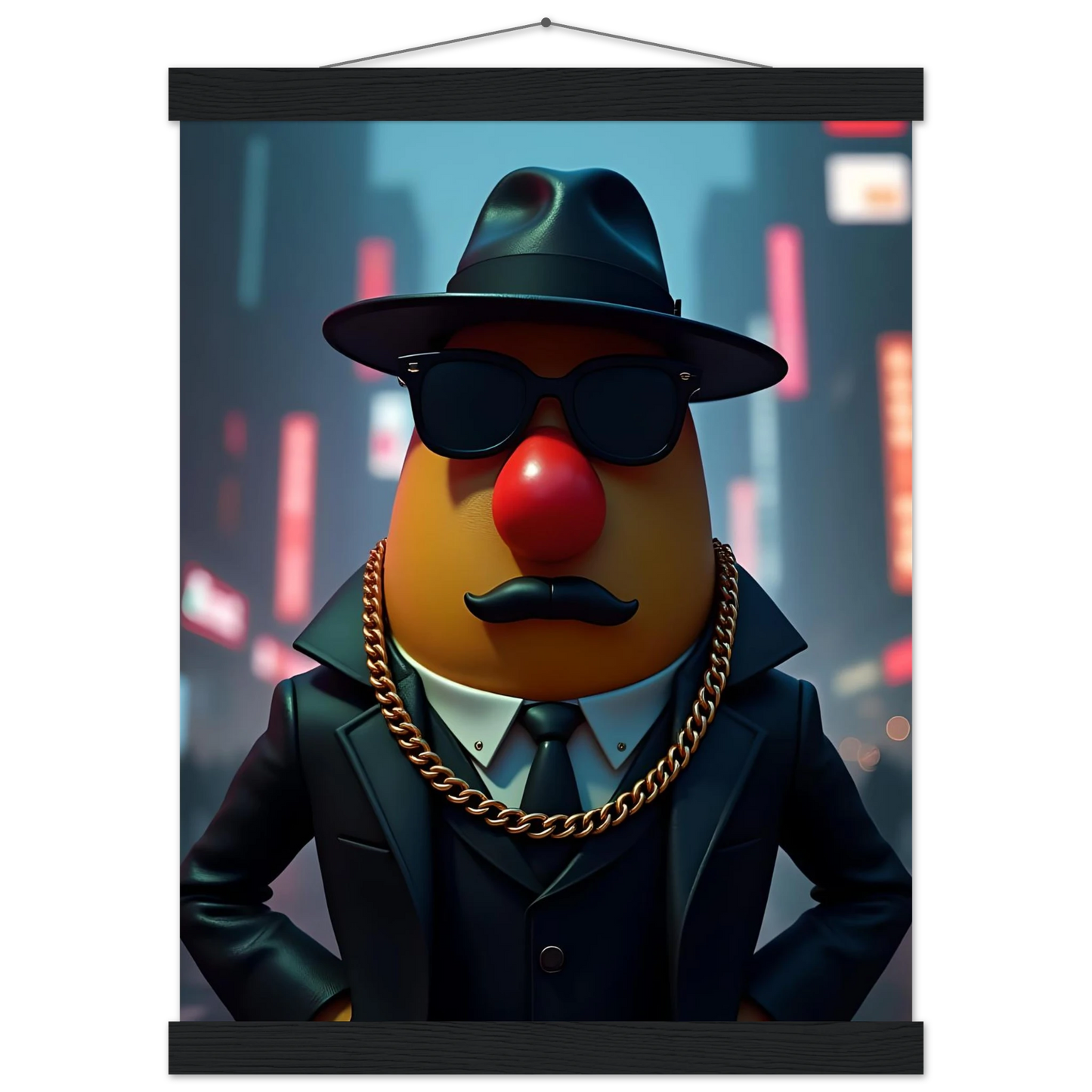 Gangster Mr. Potato Head portrait on Premium Matte Poster with Hanger by PixiOnyx