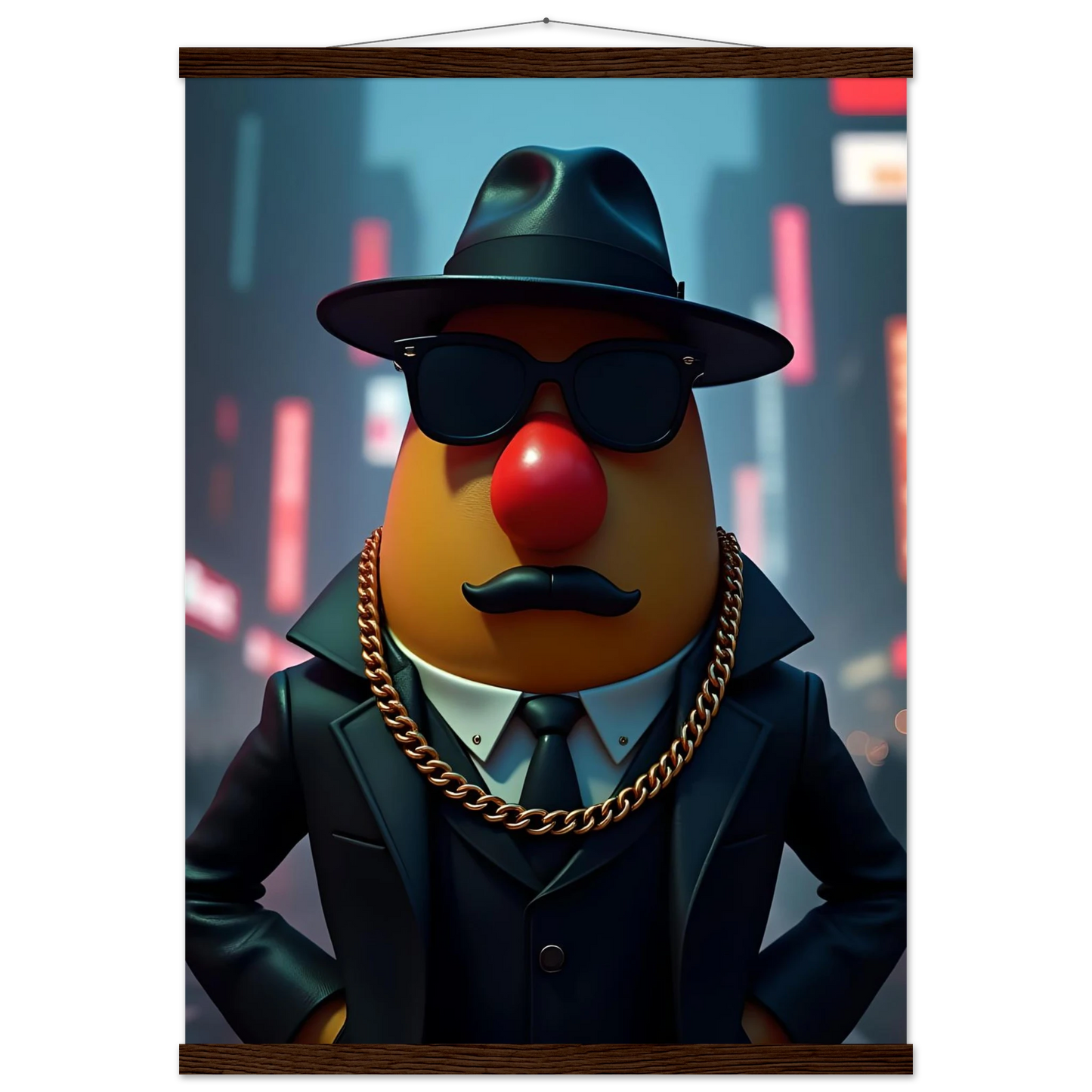 Mr. Potato Head gangster portrait on premium matte poster with hanger by PixiOnyx