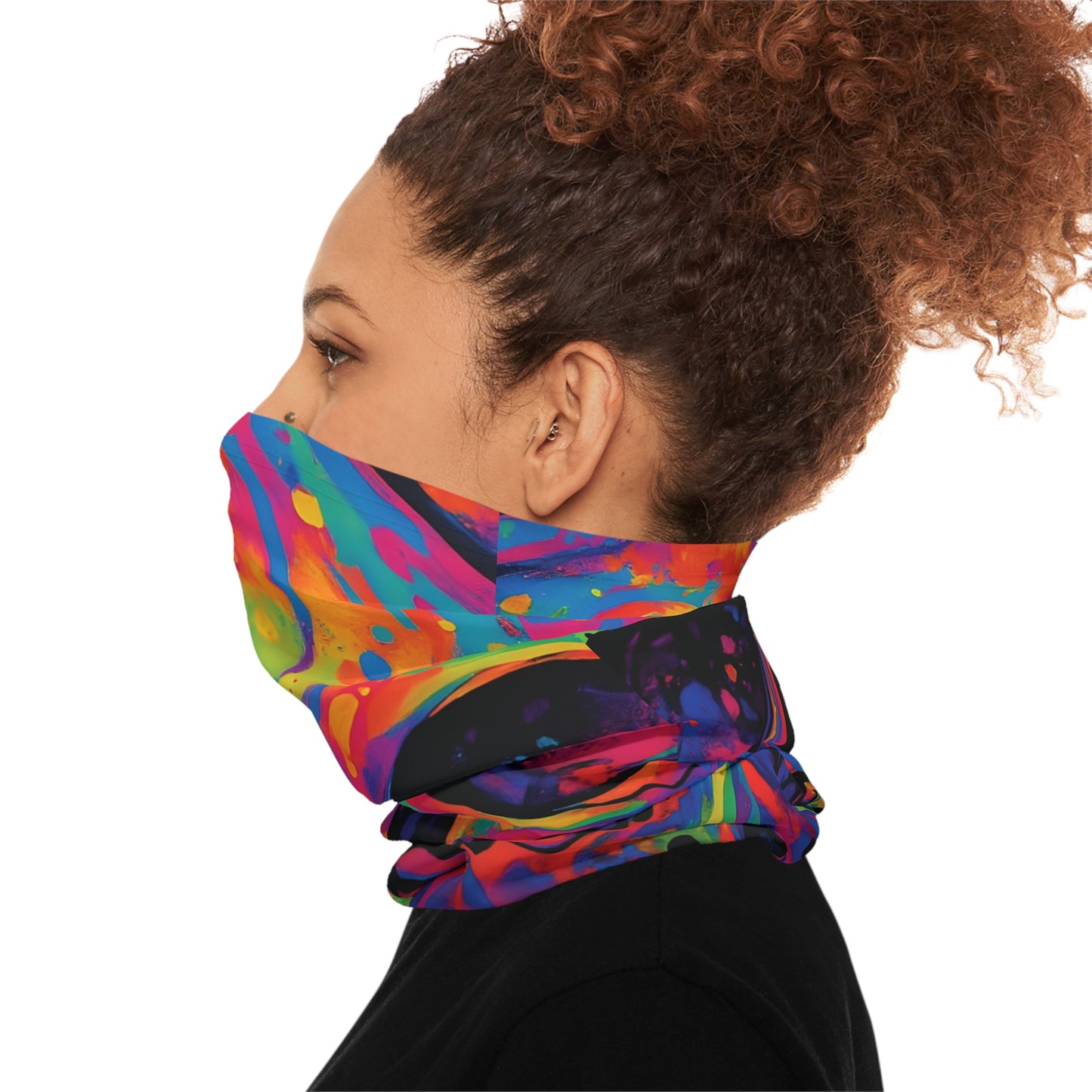 Colorful patterned face covering from Psychedelic Skull Neck Gaiter by PixiOnyx Bold Style