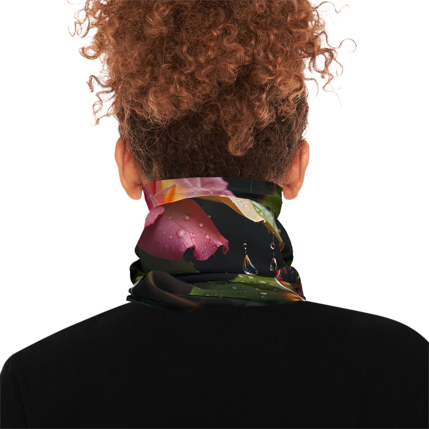 Blush Reverie Floral Neck Gaiter from PixiOnyx Bloombound Style for stylish protection