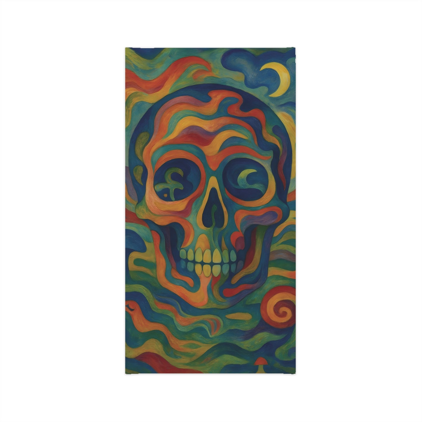 Colorful psychedelic skull painting on Neck Gaiter Craniocolor PixiOnyx Psychedelic Skull Wrap