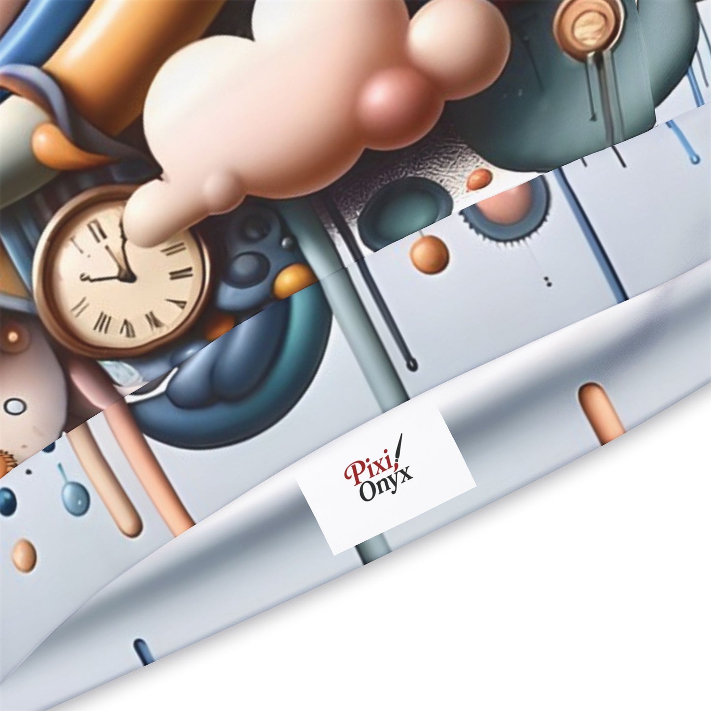Whimsical clockwork-themed fabric for Pastel Mechanica Unisex AOP Hoodie by PixiOnyx
