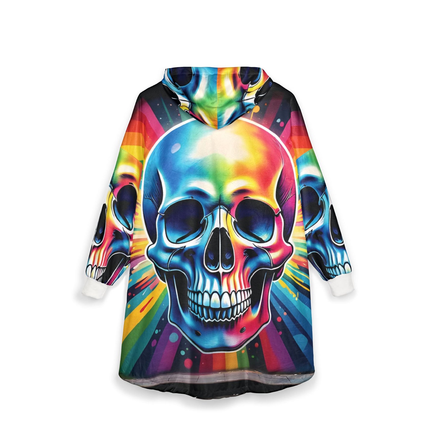 Hooded Blanket – Colorwarp Skull | Psychedelic Cozywear by PixiOnyx - All Over Prints