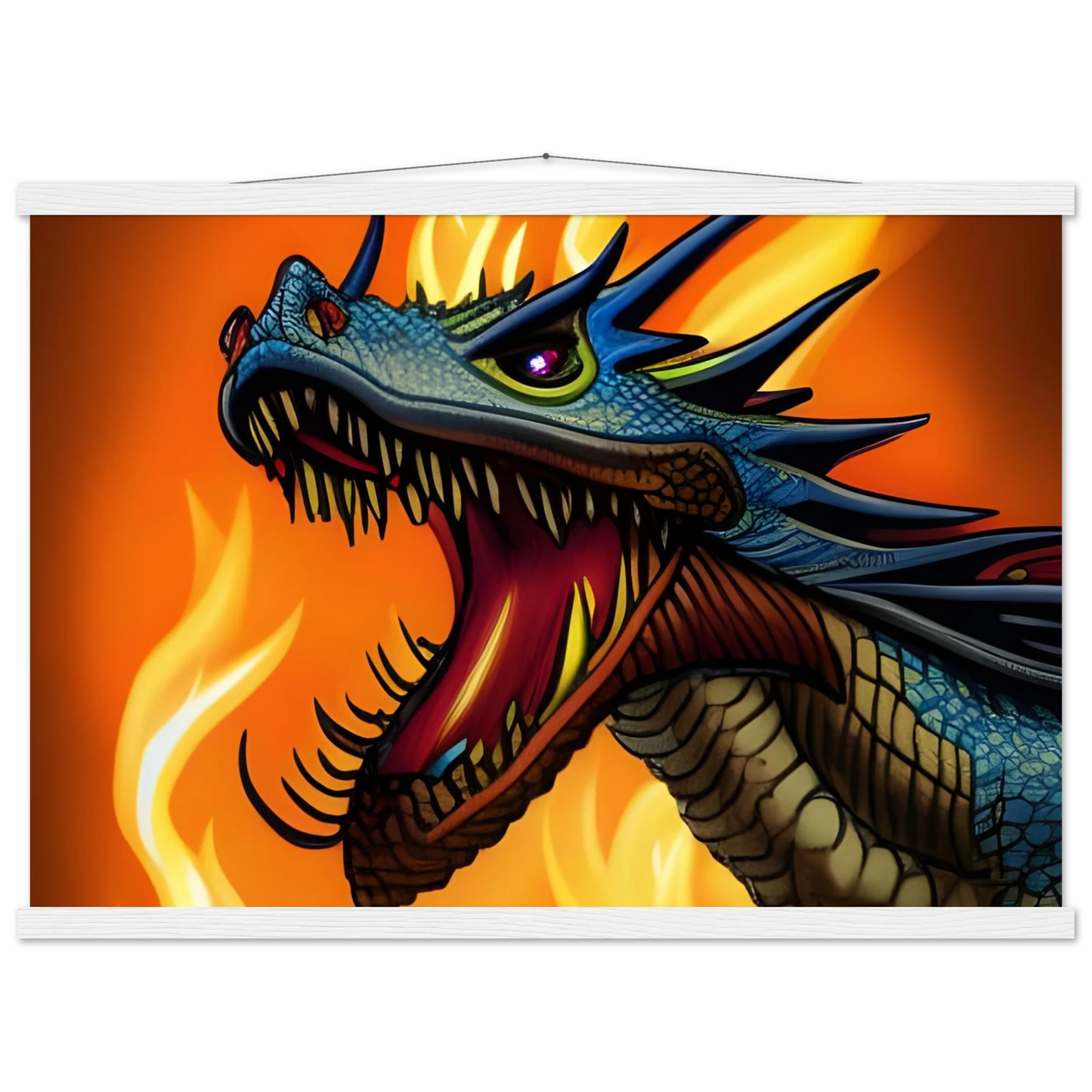 Roaring dragon wall art poster with hanger from Dragon’s Fury by PixiOnyx