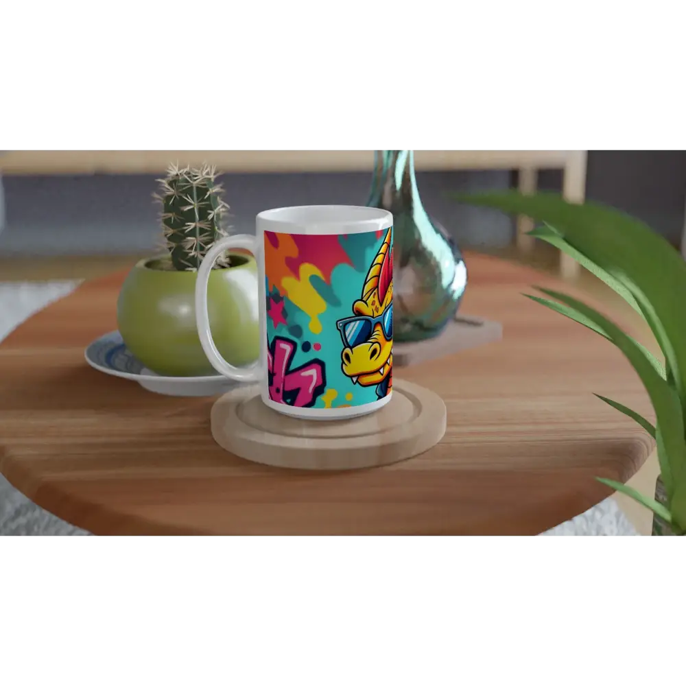 Colorful unicorn mug from PixiOnyx Urban Coffee Vibe 15oz Ceramic Graffiti Groove Dragon