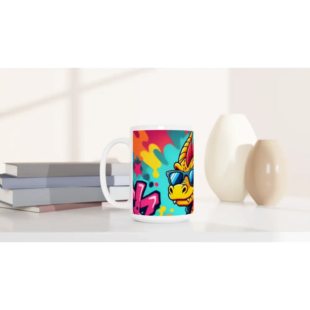 Colorful Graffiti Groove Dragon ceramic mug for Urban Coffee Vibe collection