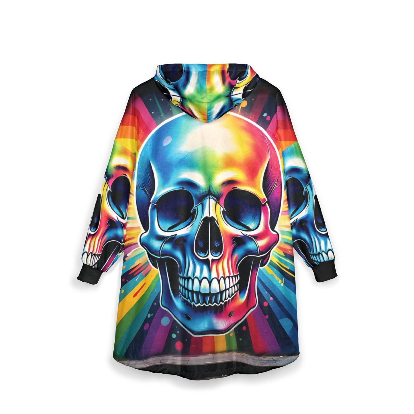 Hooded Blanket – Colorwarp Skull | Psychedelic Cozywear by PixiOnyx - All Over Prints