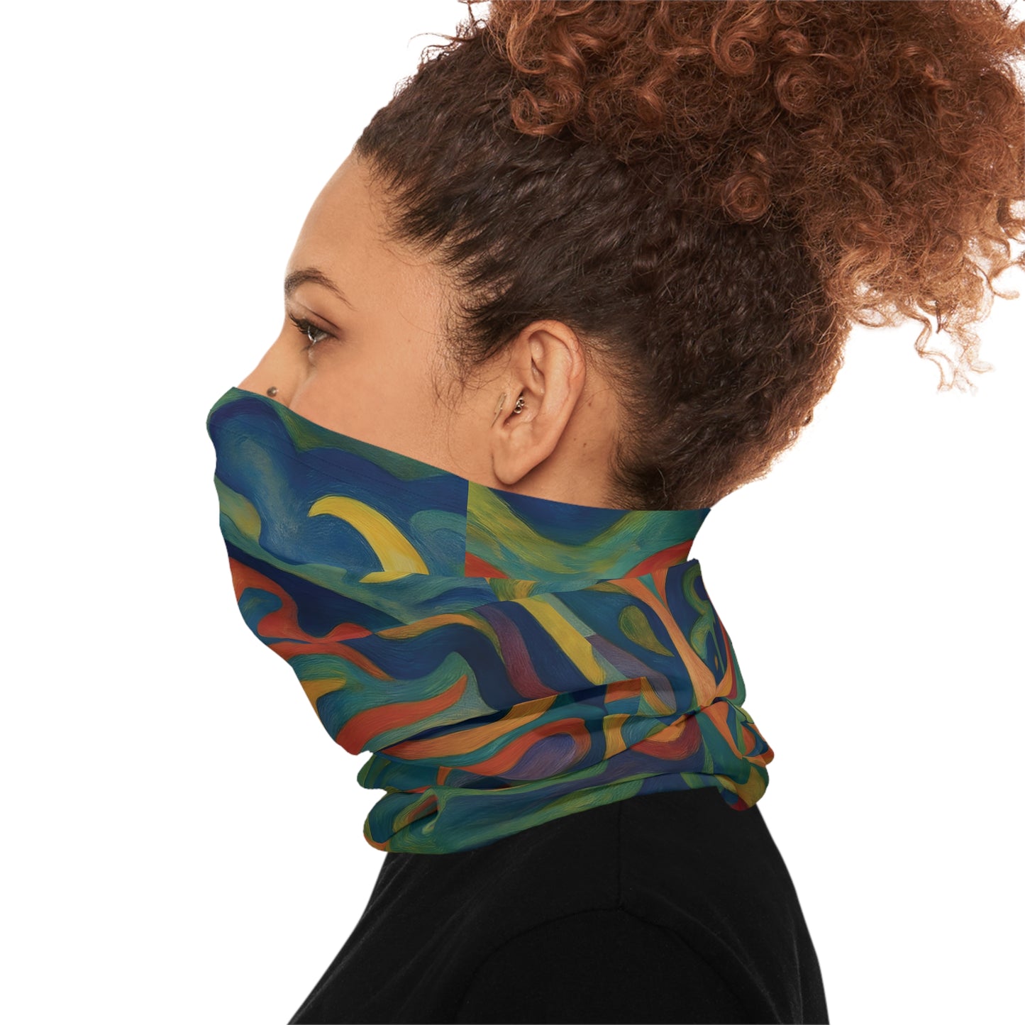 Colorful patterned face covering for Neck Gaiter Craniocolor PixiOnyx Psychedelic Skull Wrap