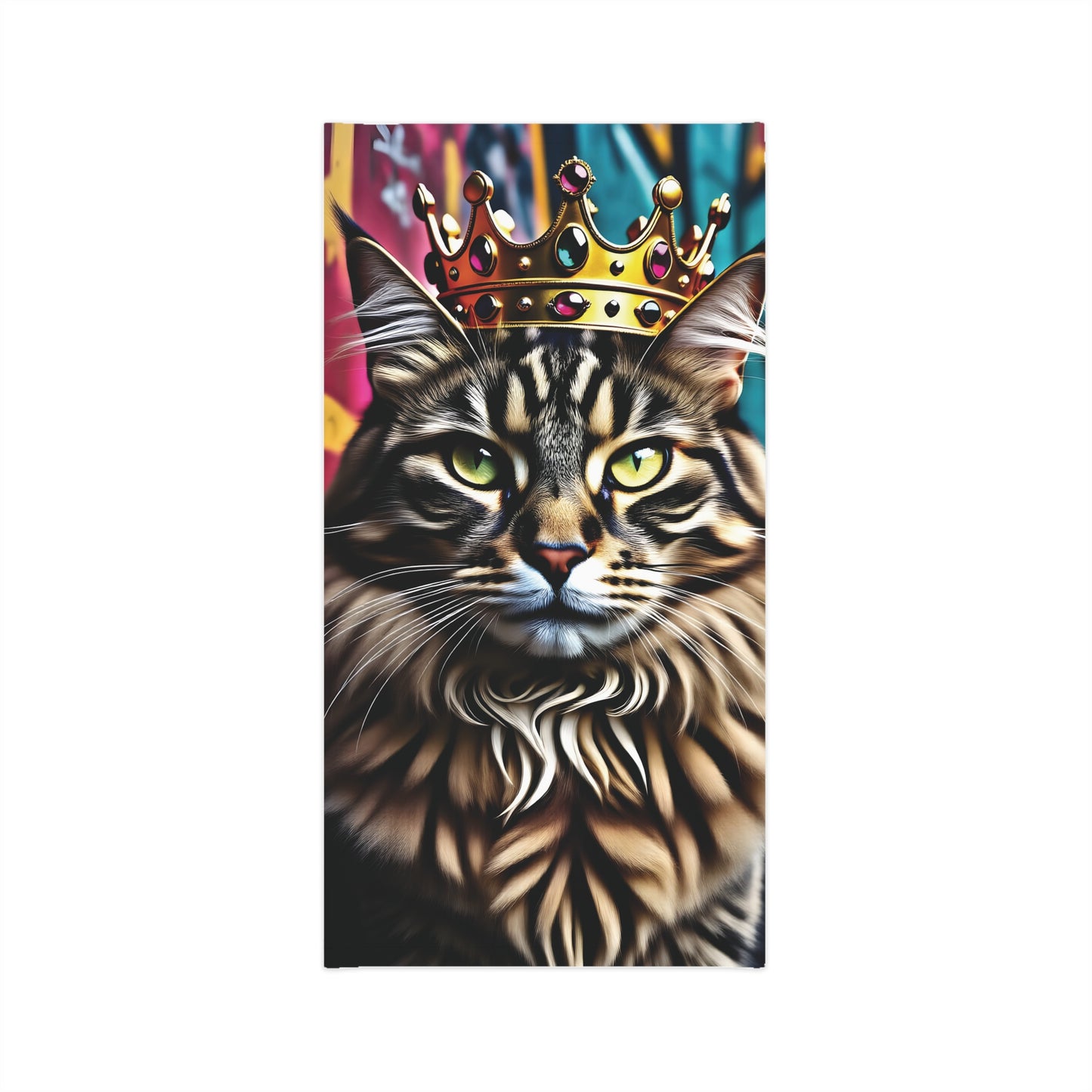 Regal cat portrait with crown on Neek Gaiter Crown Meowjesty PixiOnyx Urban Regal Wrap