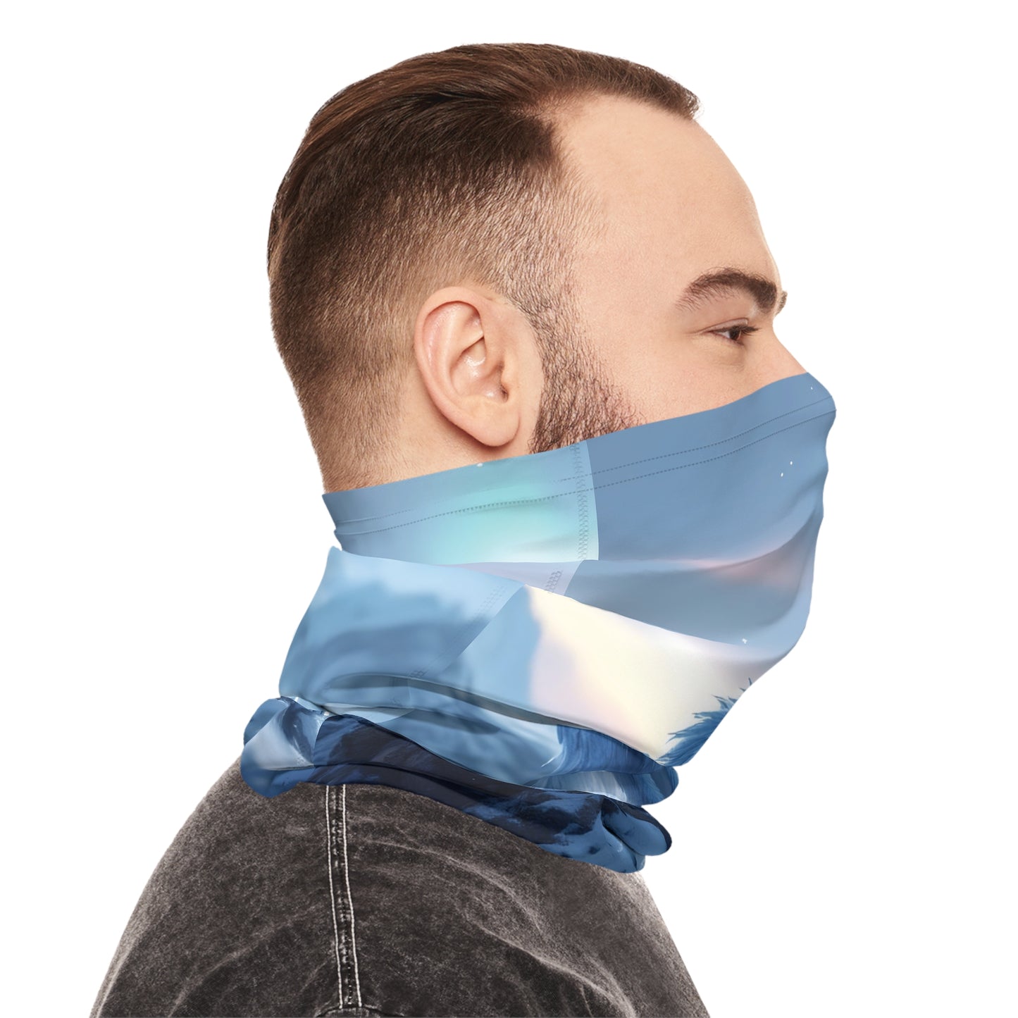 Blue patterned neck gaiter from Snowpeak Griffin PixiOnyx Summitborn Fantasy Series