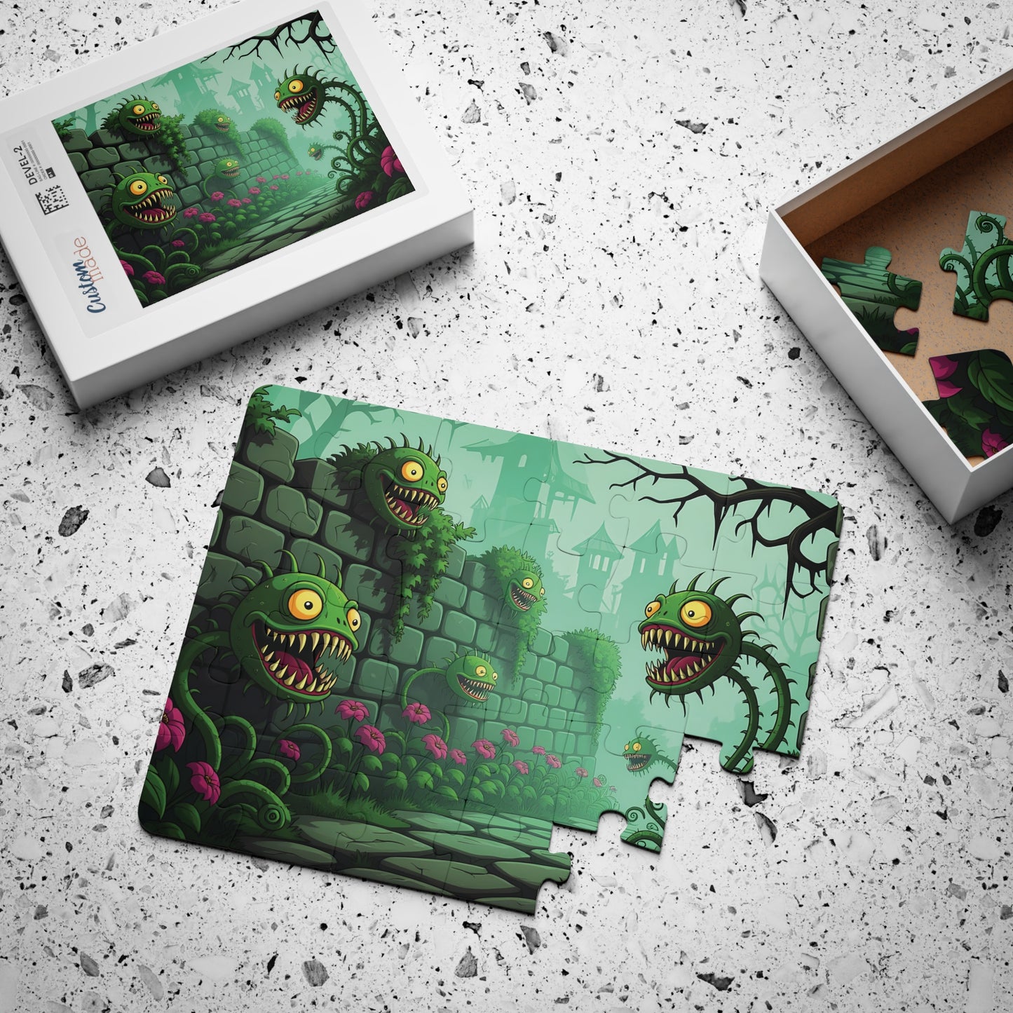 Colorful monster-themed jigsaw puzzle from Kids Jigsaw Puzzle Grinvine Grove PixiOnyx