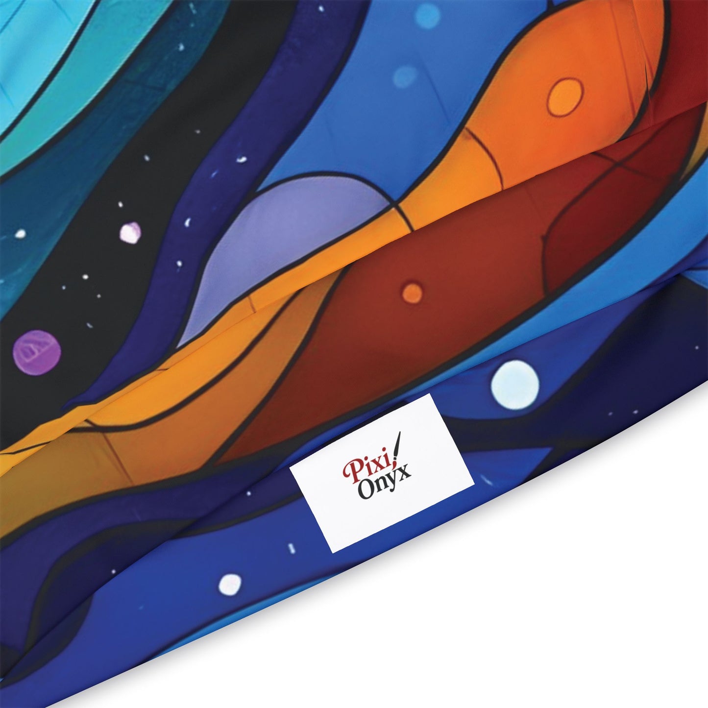Colorful abstract patterned fabric from Layered Spectrum Psychedelic Athletic Hoodie