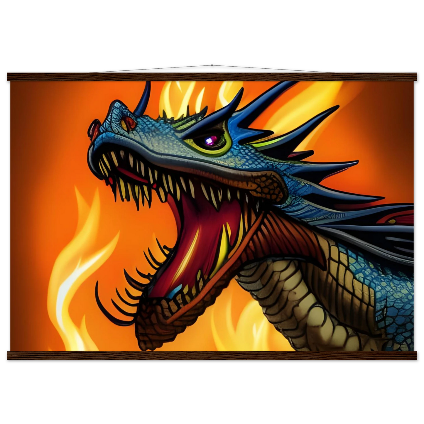 Framed dragon artwork poster with hanger from Dragon’s Fury by PixiOnyx
