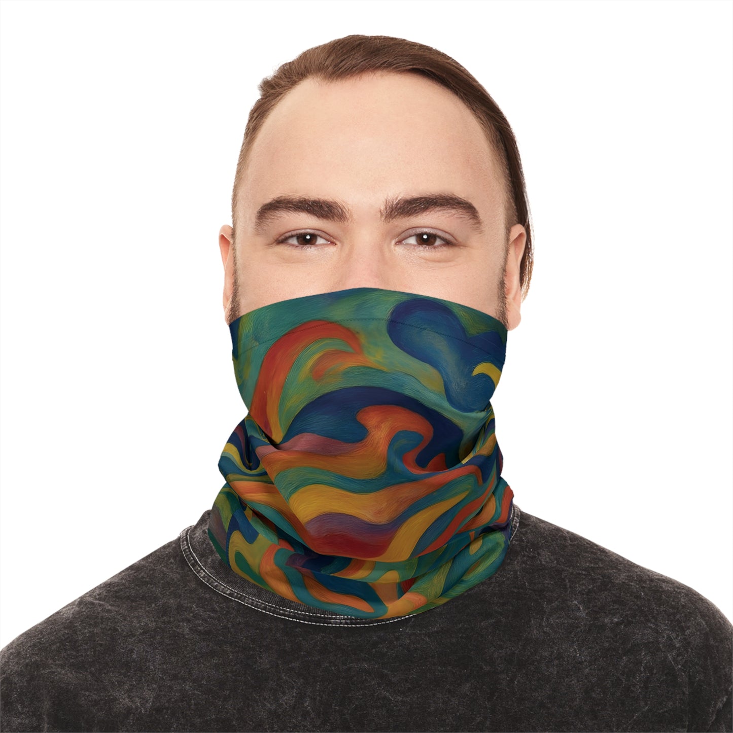 Abstract patterned face covering neck gaiter from PixiOnyx Psychedelic Skull Wrap