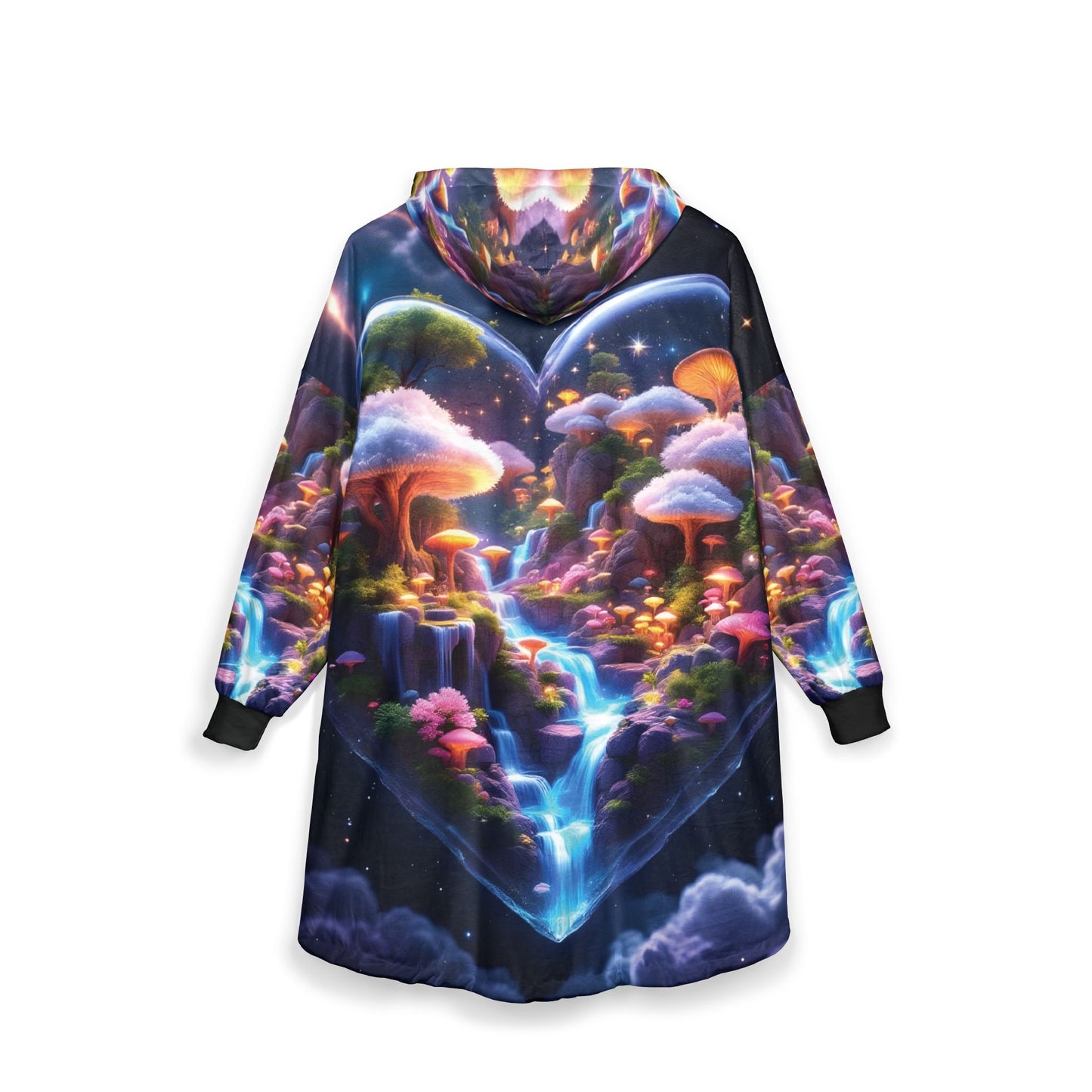 Hooded Blanket – Cosmic Heart | Psychedelic Galaxy Mushrooms & Nebula by PixiOnyx - All Over Prints
