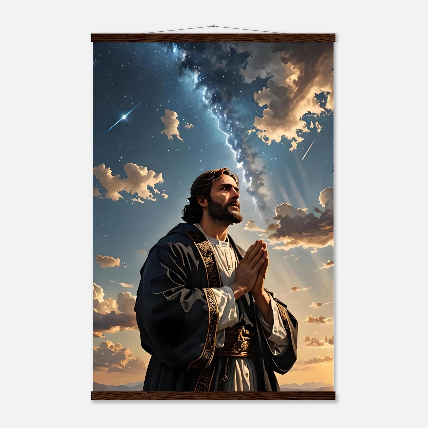 Religious wall hanging poster with hanger Prayer to the Cosmos PixiOnyx