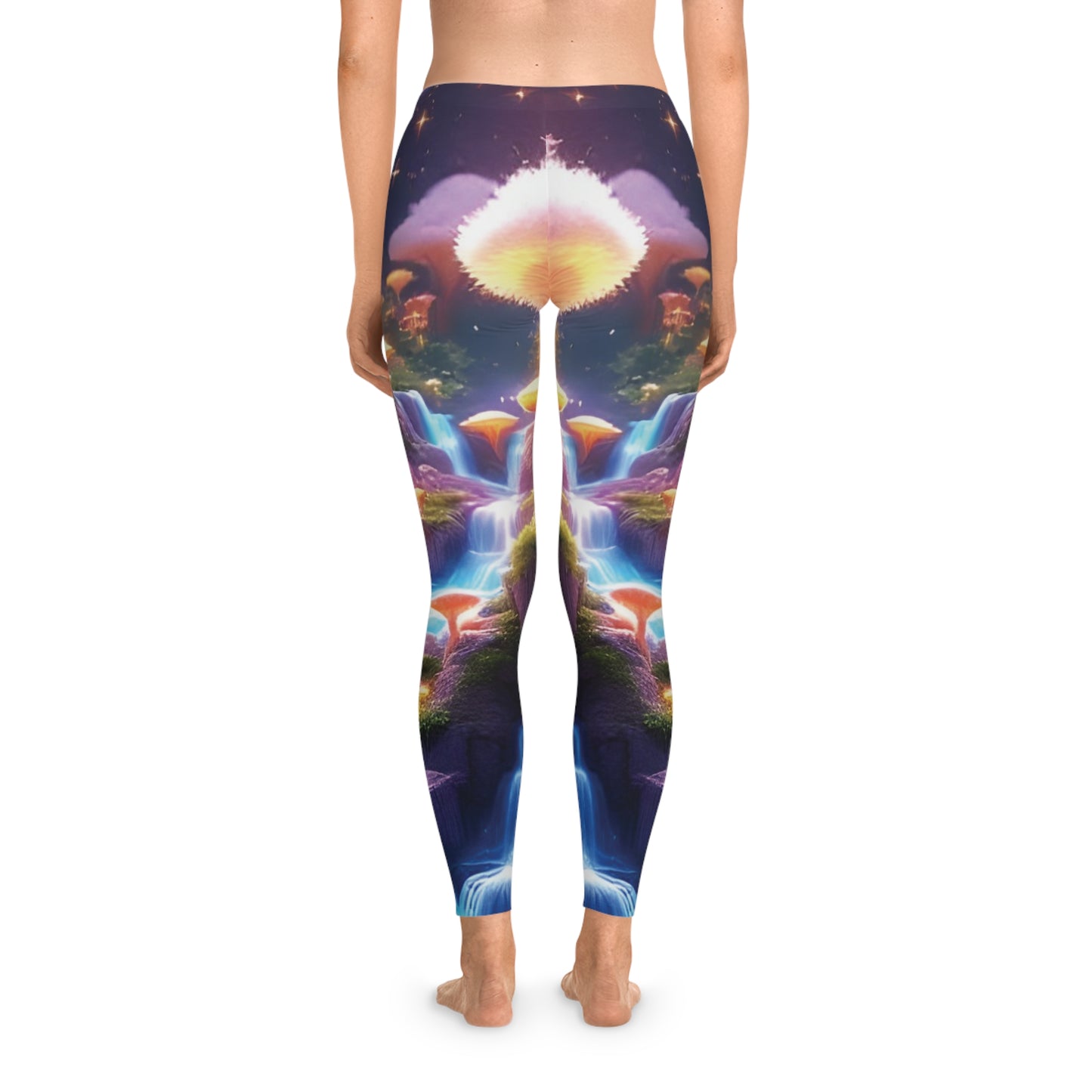 Fantasy-themed leggings with vibrant cosmic and psychedelic heartburst print for women