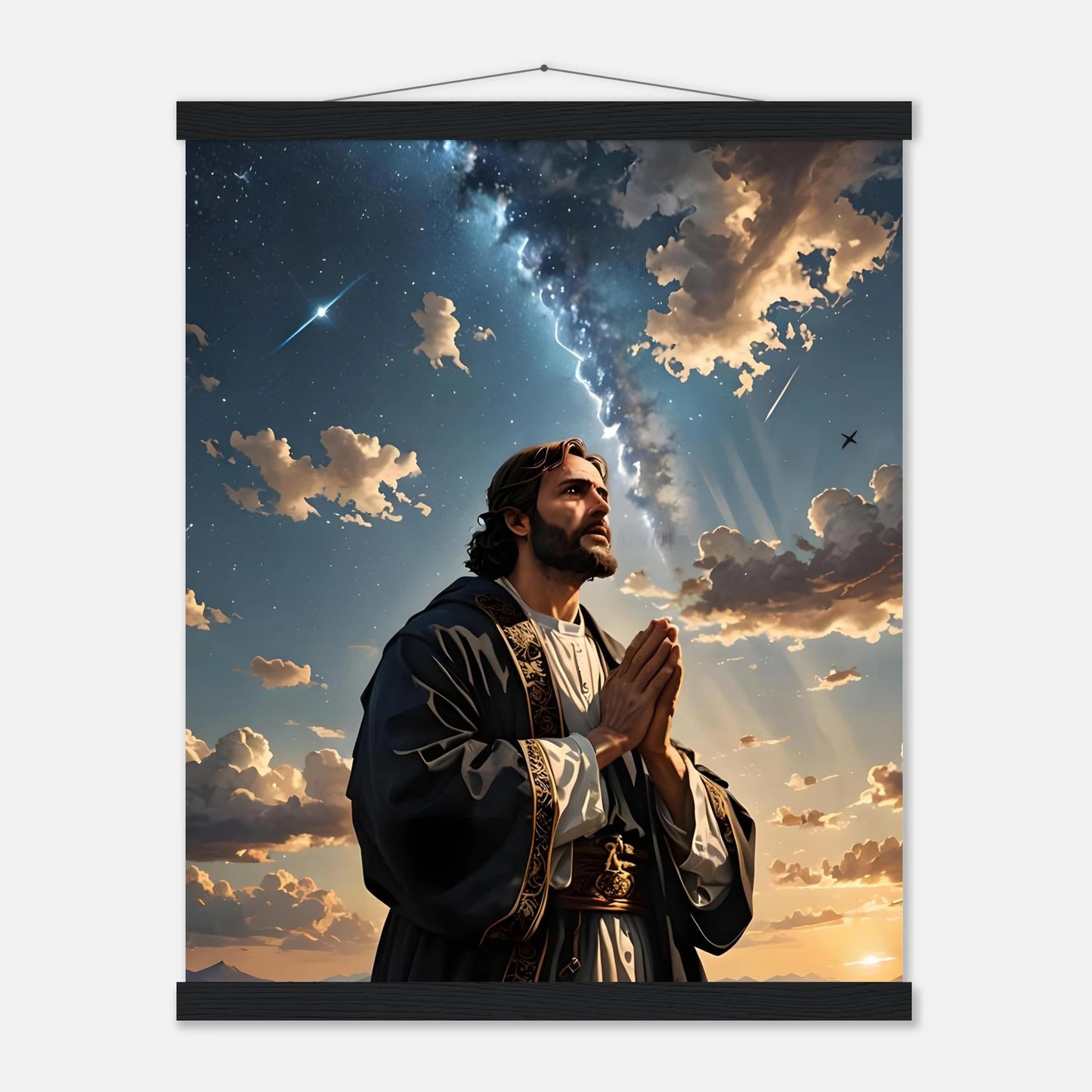 Religious wall hanging poster with hanger featuring prayer to the cosmos from PixiOnyx