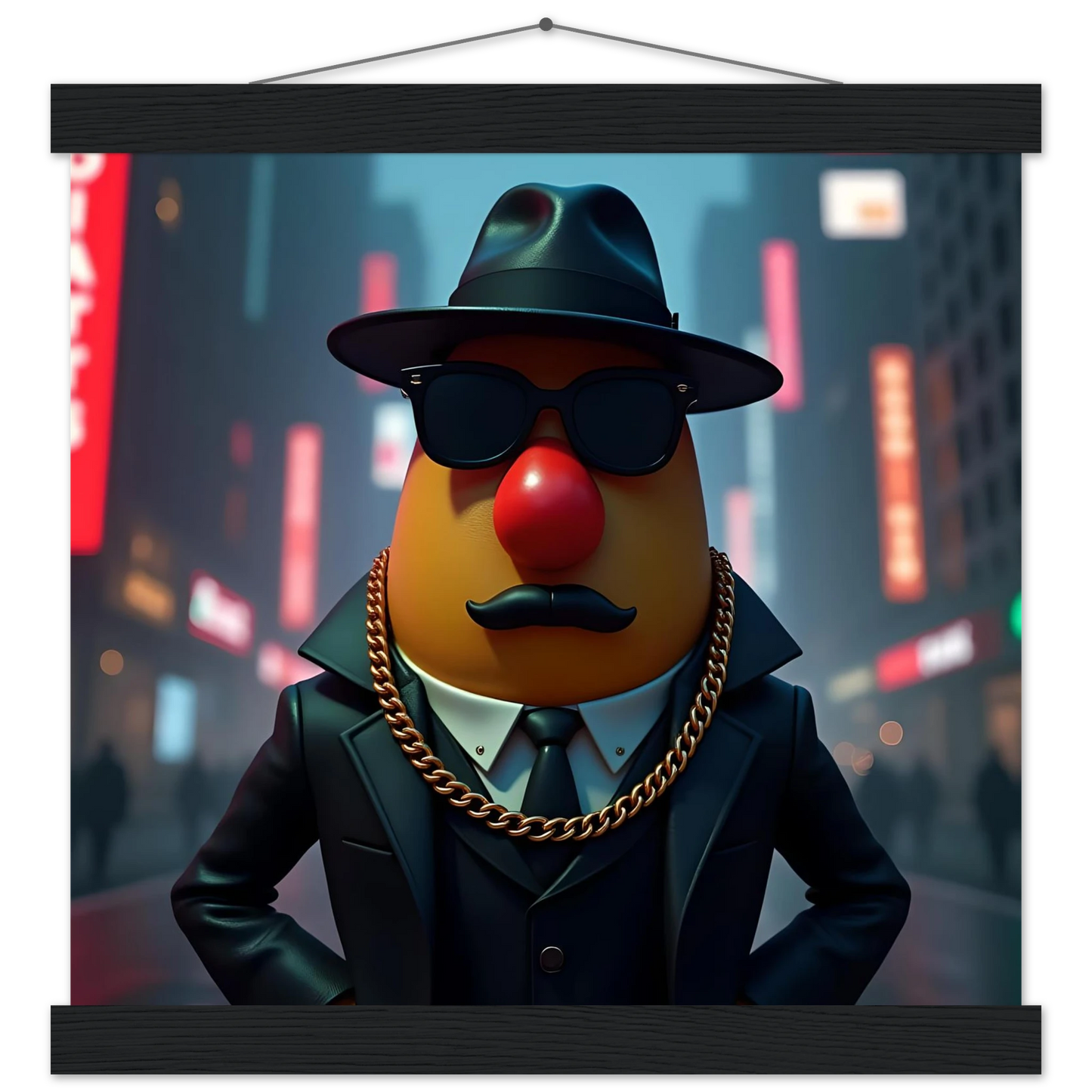 Mr Potato Head gangster figure on premium matte poster with hanger by PixiOnyx