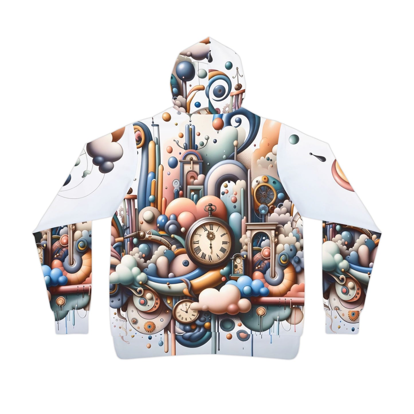 Colorful hoodie with clockwork design from PixiOnyx Pastel Mechanica collection