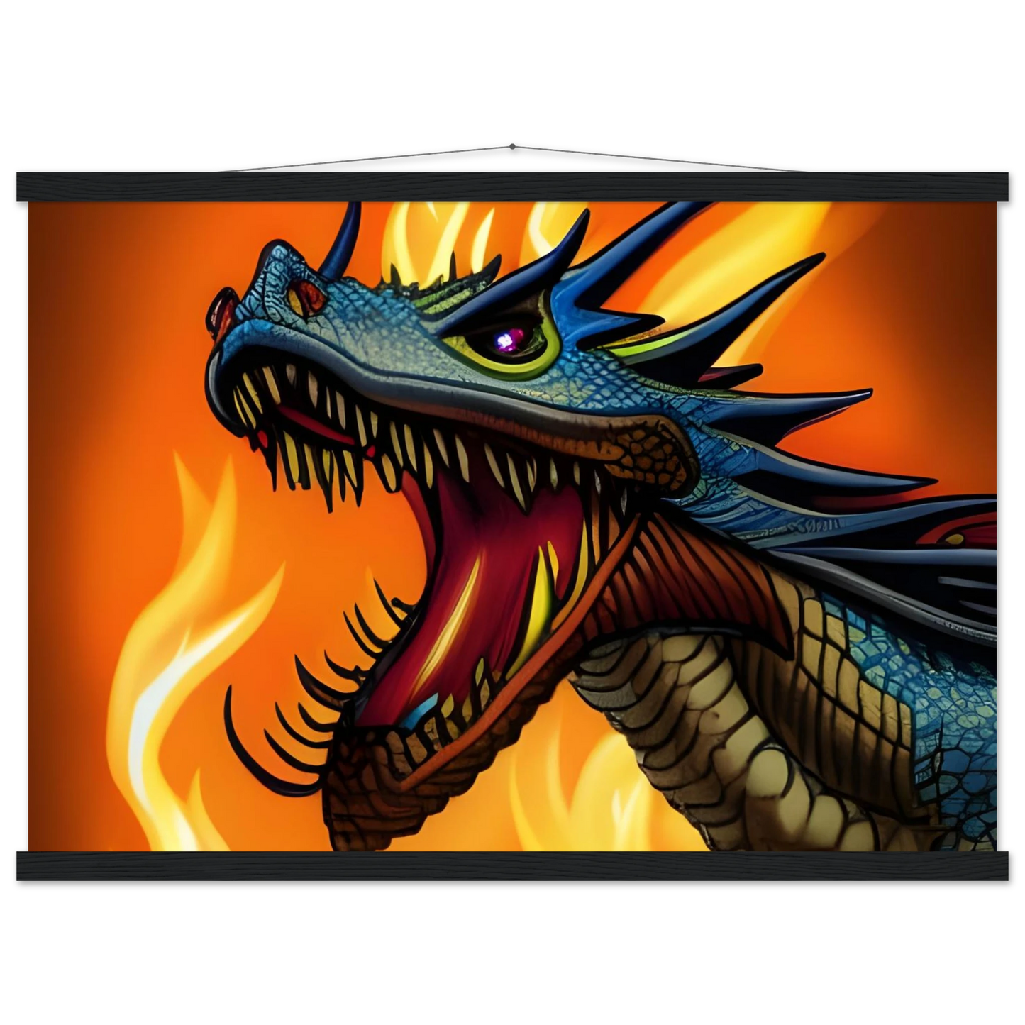 Blue dragon wall scroll from Dragon’s Fury Poster with Hanger by PixiOnyx