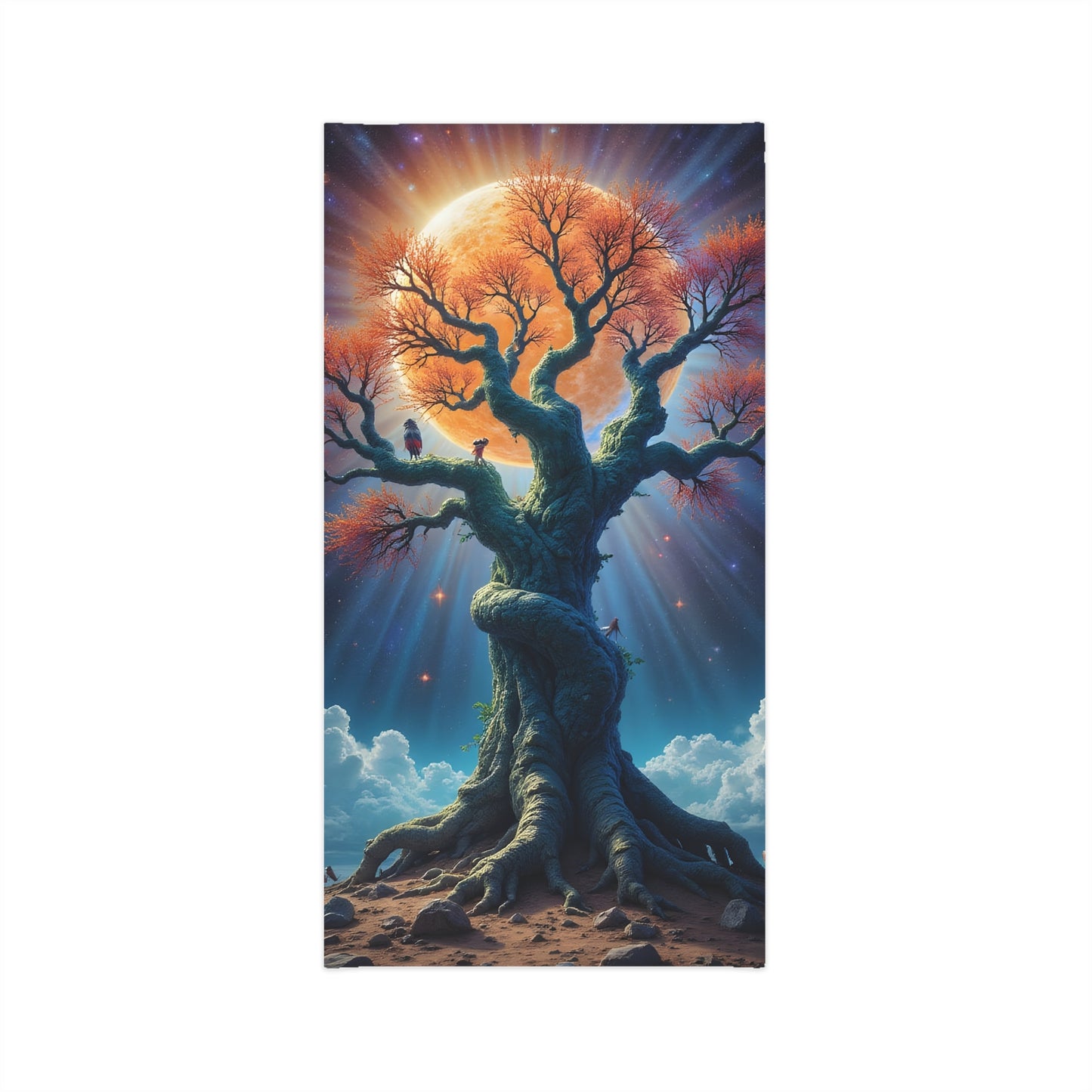 Fantasy tree tapestry design on Lightweight Neck Gaiter Tree of Light by PixiOnyx Mystical Forest
