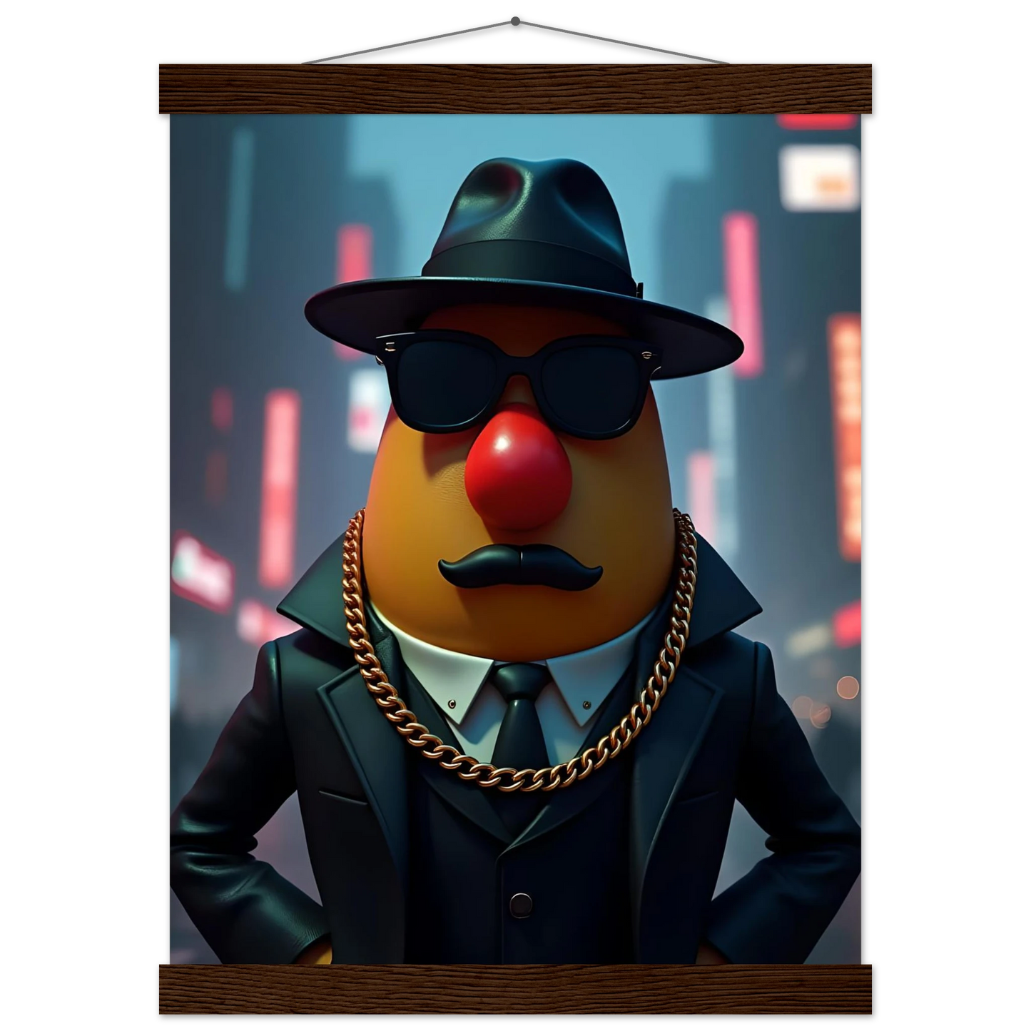 Mr Potato Head gangster figure on premium matte poster with hanger at PixiOnyx
