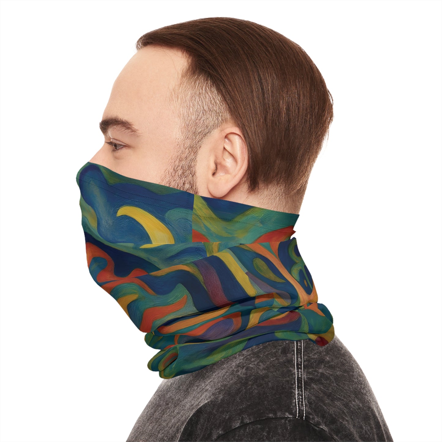 Abstract patterned neck gaiter featuring psychedelic skull design from PixiOnyx Psychedelic Skull Wrap