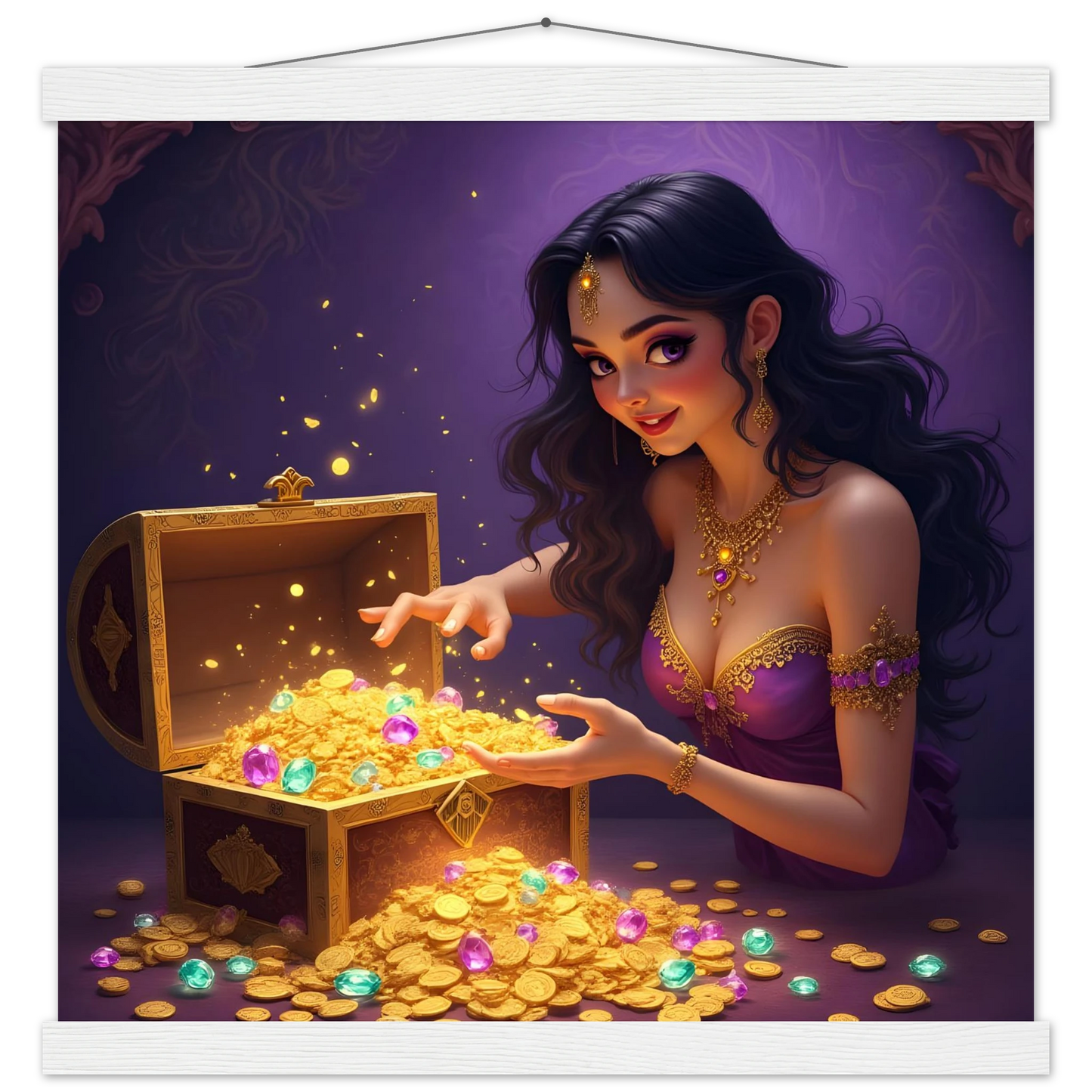 Treasure Seeker Matte Poster with Hanger from PixiOnyx showing overflowing gold coins and jewels