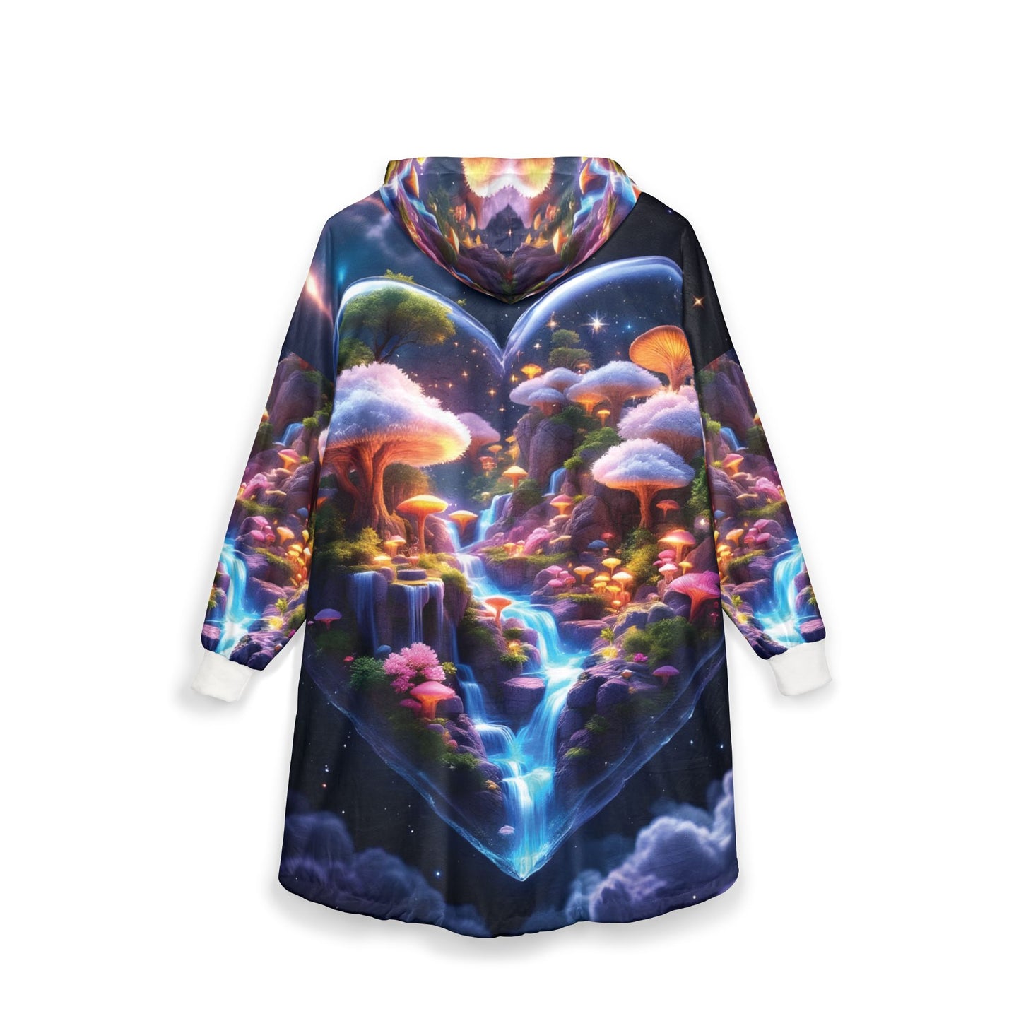 Hooded Blanket – Cosmic Heart | Psychedelic Galaxy Mushrooms & Nebula by PixiOnyx - All Over Prints