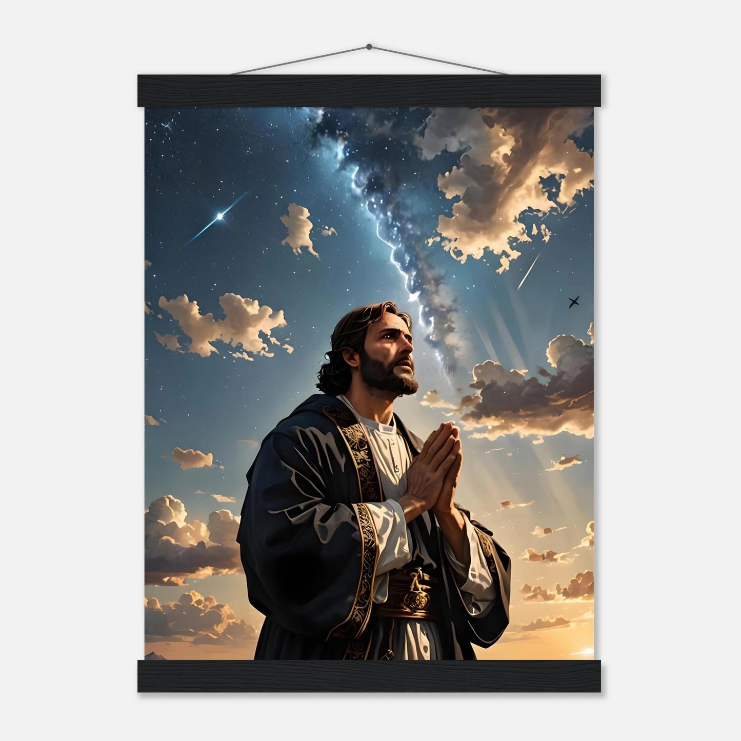 Religious wall hanging poster with hanger featuring prayer to the cosmos from PixiOnyx