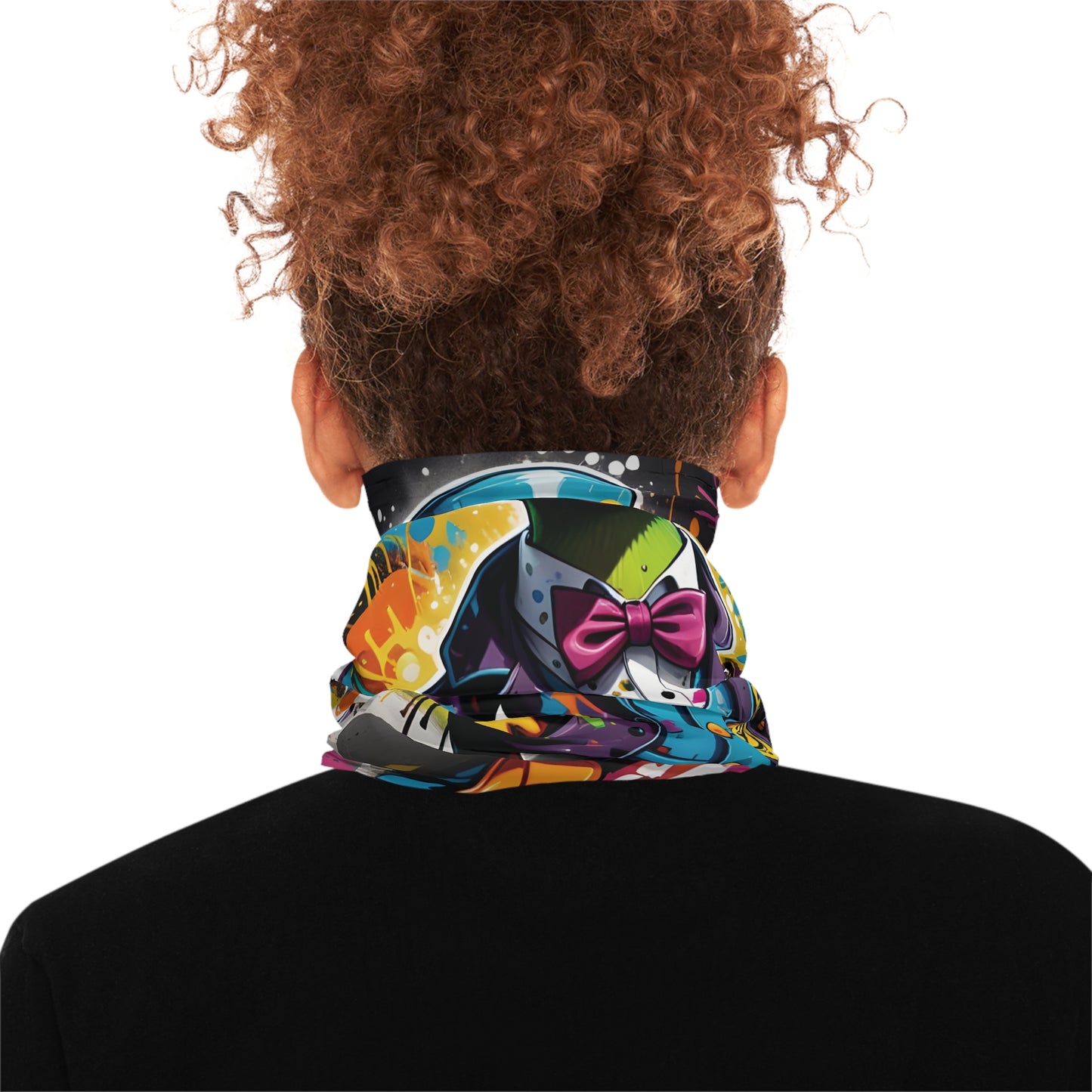 Colorful neck gaiter for festivals and outdoor activities in lightweight fabric