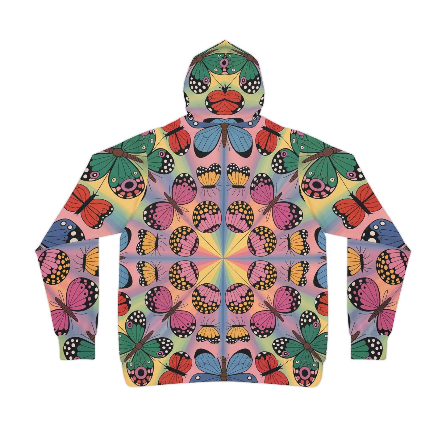 Unisex Hoodie – Kaleidoscope Flight | PixiOnyx Vibrant Activewear All Over Prints