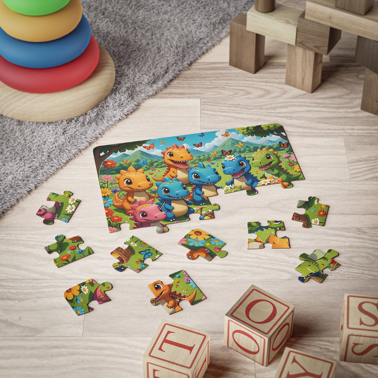 Colorful dinosaur puzzle from Kids Jigsaw Puzzle Kawaii Dinos PixiOnyx Playtime Explorer Series