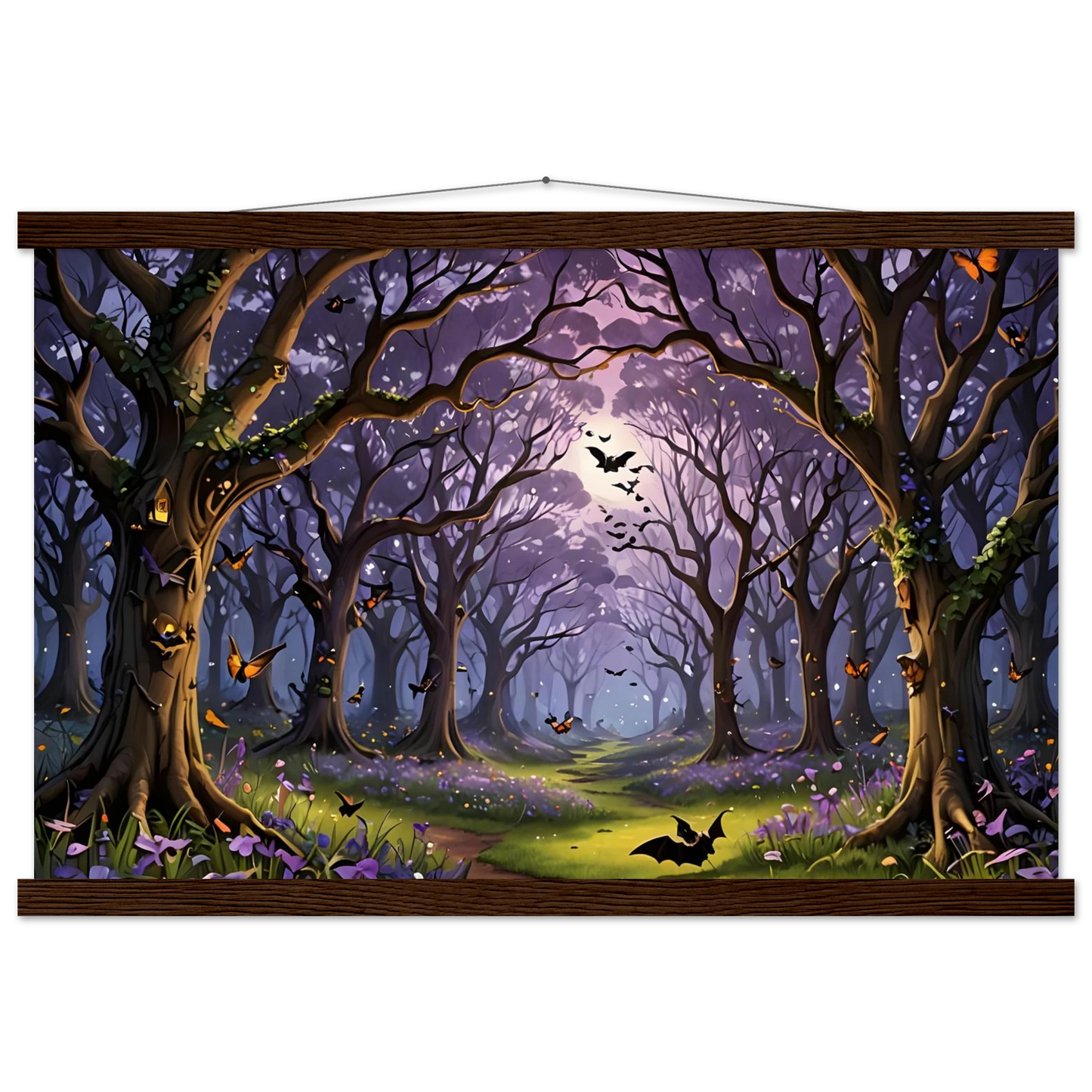 Framed Halloween forest scene poster from PixiOnyx Whispers of the Enchanted Forest collection