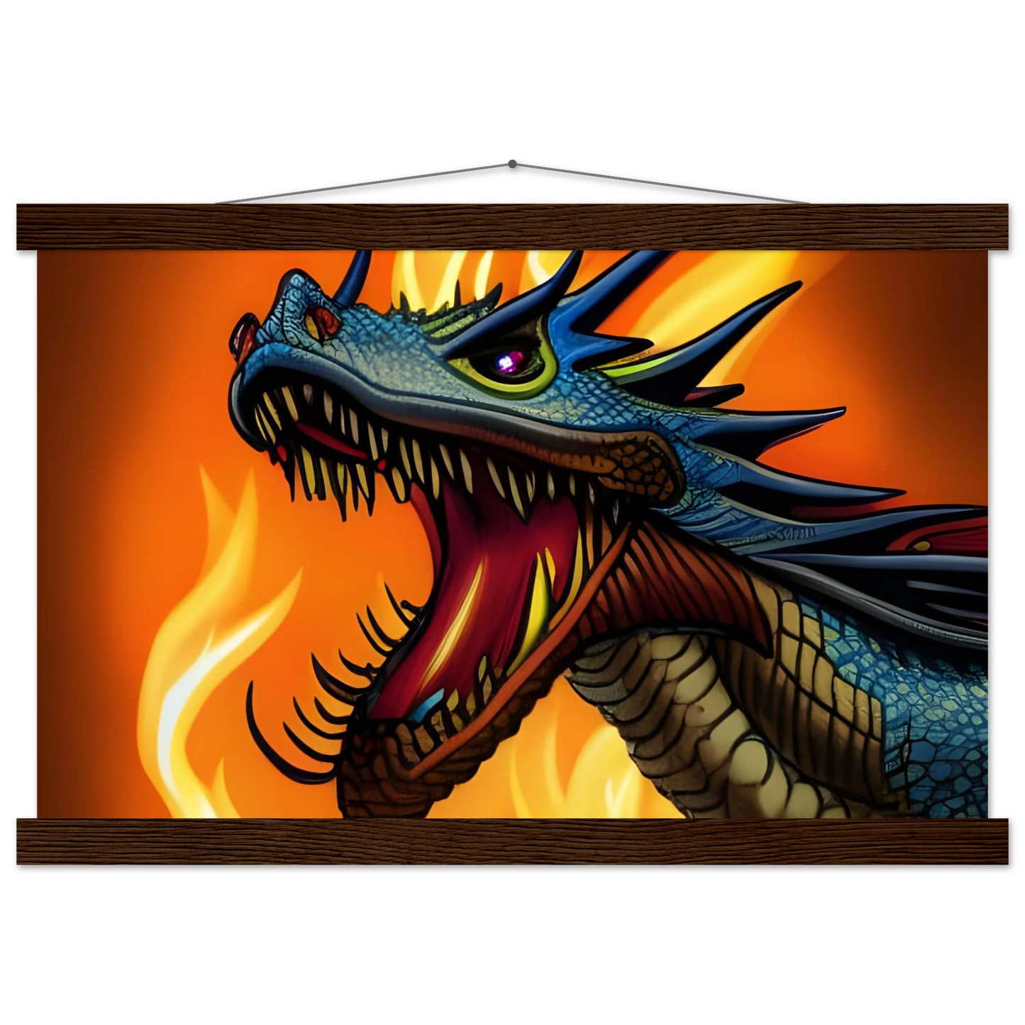 Dragon wall scroll poster with hanger from PixiOnyx featuring a fierce dragon design