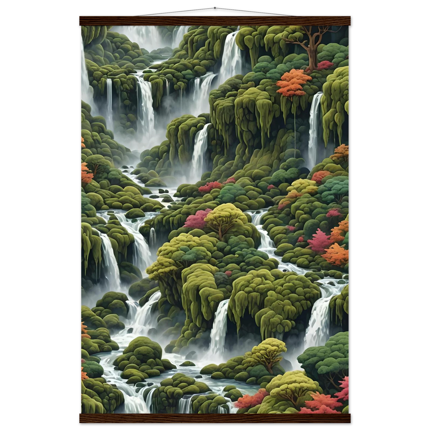 Waterfall tapestry from Moss Cascade poster with hanger by PixiOnyx