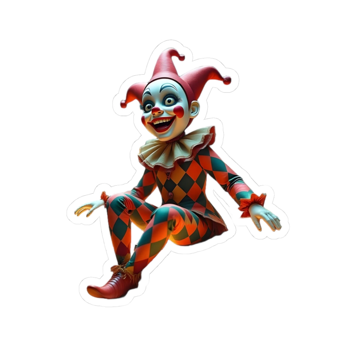 Kiss-Cut Sticker – Whimsical Clown | PixiOnyx Absurdist Circus Series