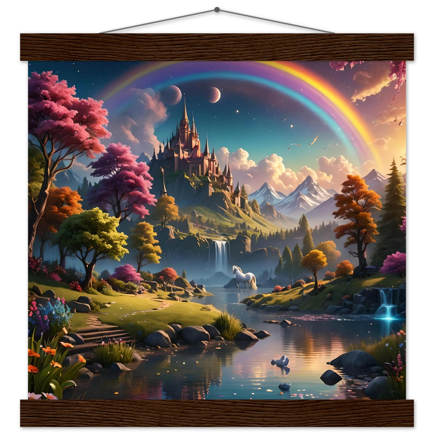Fantasy landscape wall hanging from Realm of the Rainbow Crown Hanging Fantasy Poster PixiOnyx