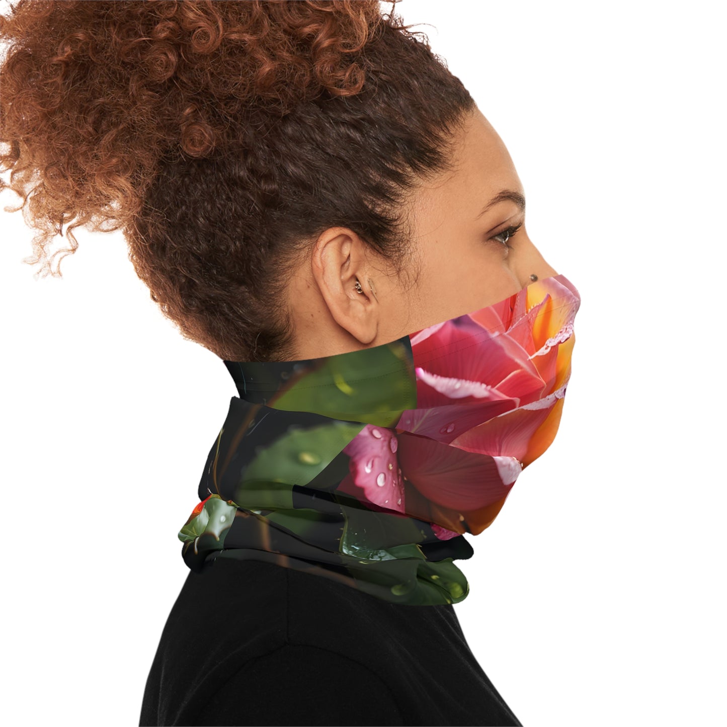 Floral face and neck covering at PixiOnyx Bloombound Style lightweight neck gaiter