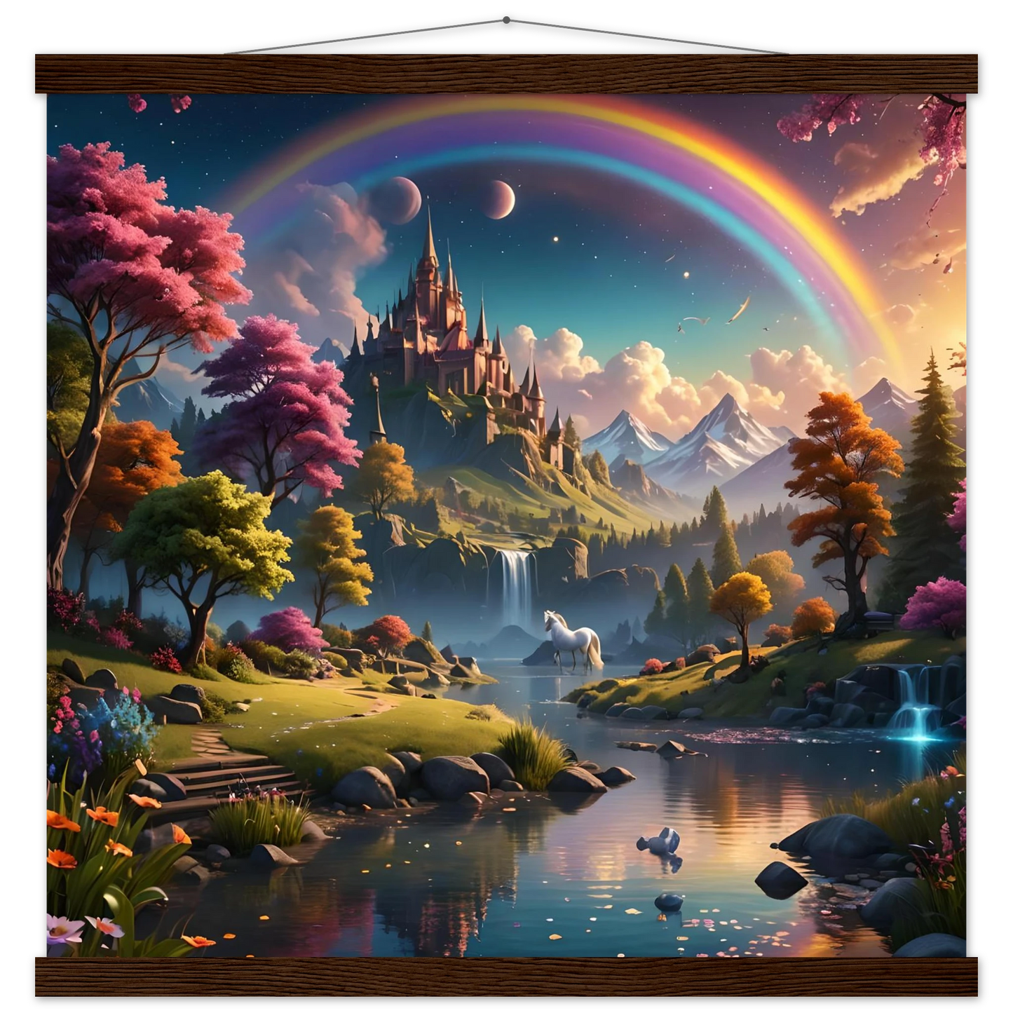 Fantasy landscape tapestry from Realm of the Rainbow Crown hanging poster by PixiOnyx