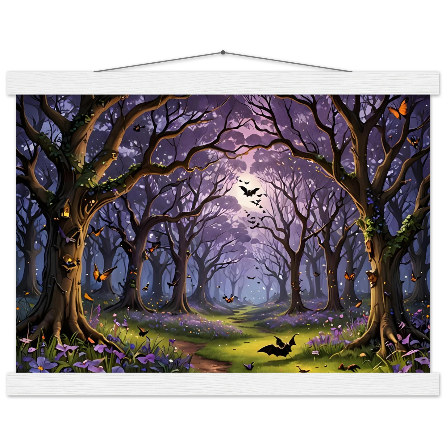 Halloween forest scene wall hanging from PixiOnyx Whispers of the Enchanted Forest poster