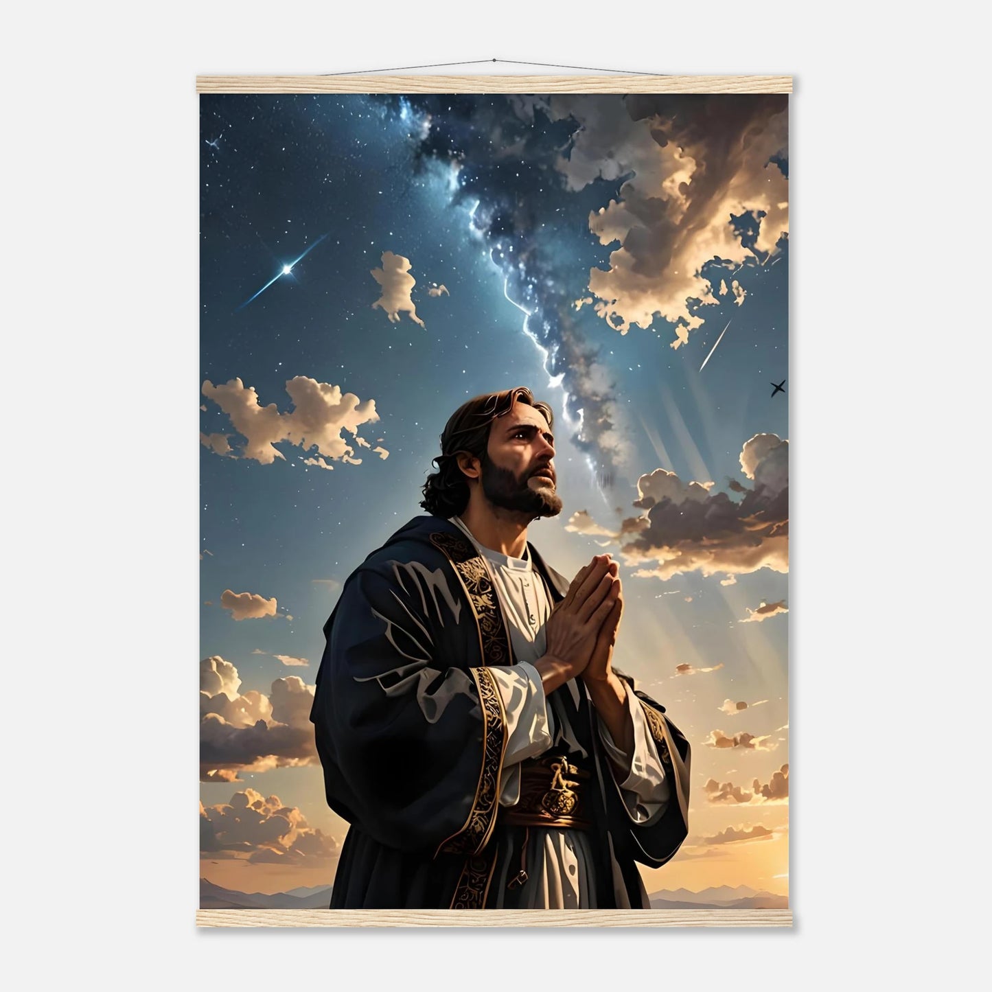 Religious wall hanging Poster with Hanger Prayer to the Cosmos PixiOnyx