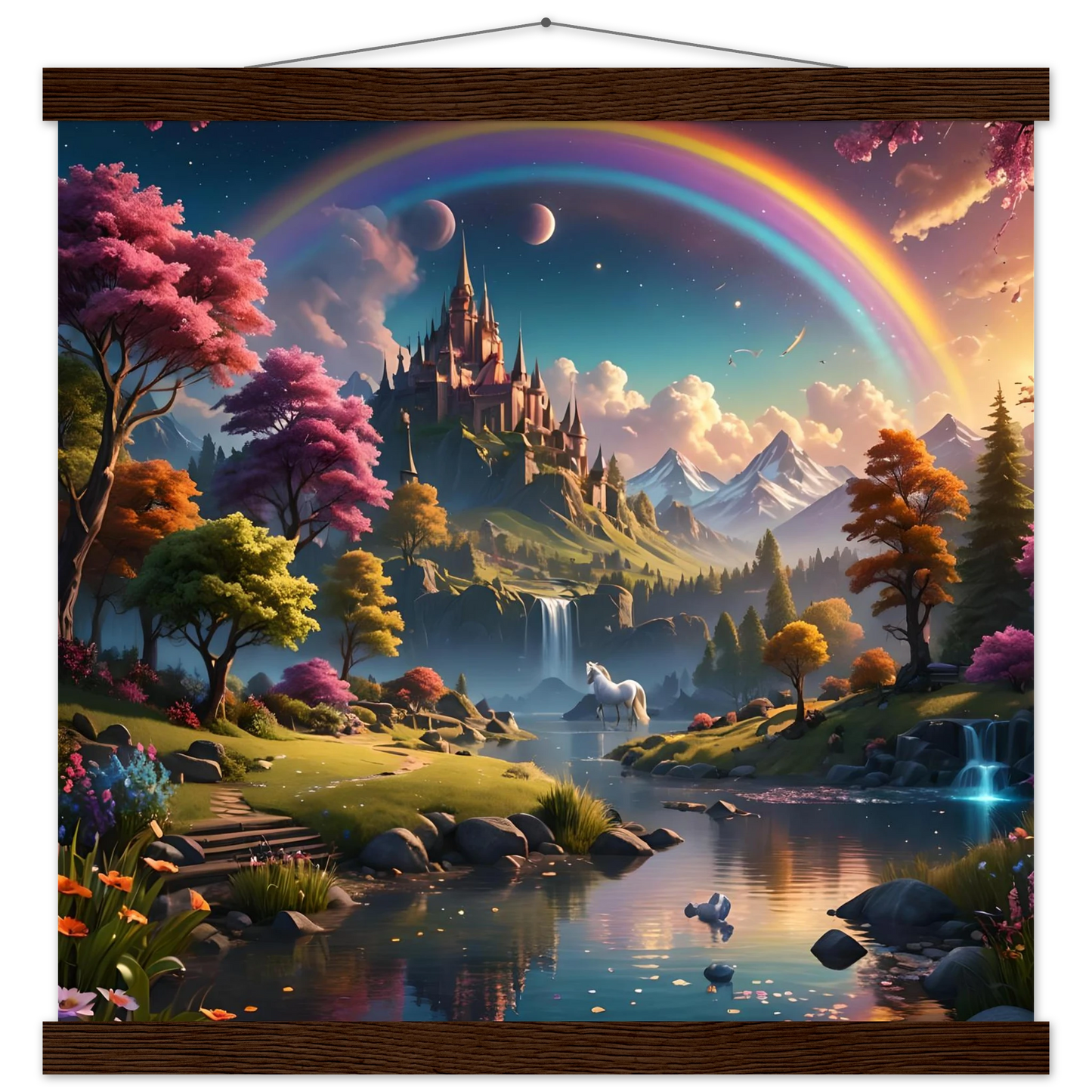 Fantasy landscape tapestry from Realm of the Rainbow Crown Hanging Fantasy Poster PixiOnyx