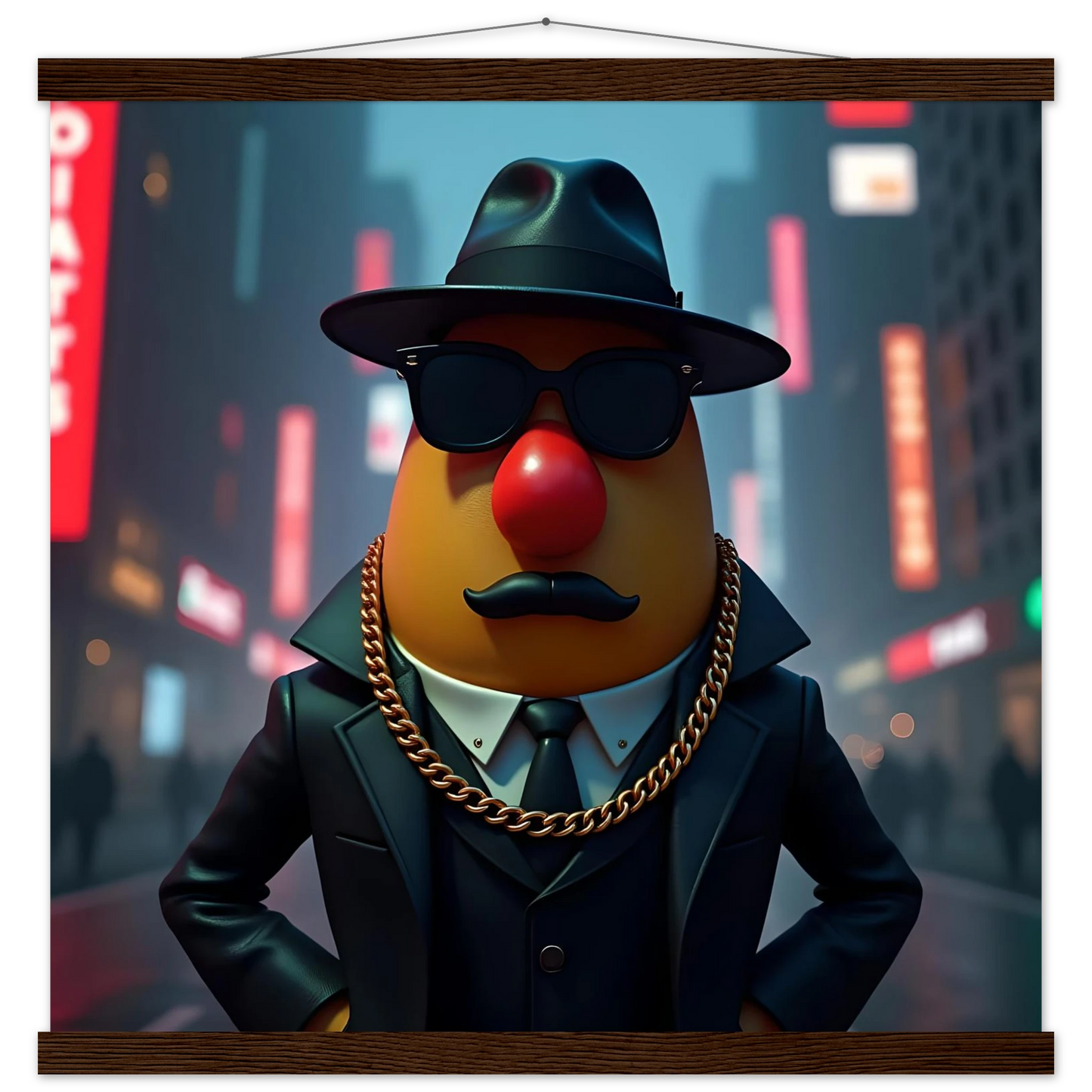 Mr. Potato Head gangster illustrated on premium matte poster with hanger by PixiOnyx
