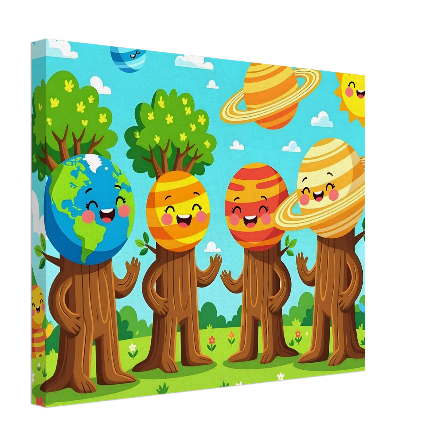 Colorful Cartoon Planet and Tree Characters from Canvas Cosmic Tree Friends by PixiOnyx
