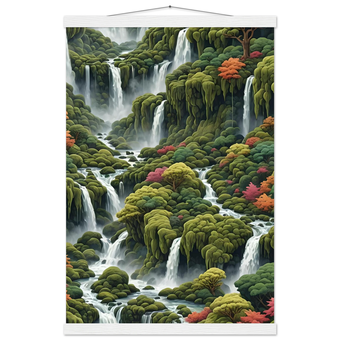 Waterfall landscape wall art poster with hanger for home decor by PixiOnyx