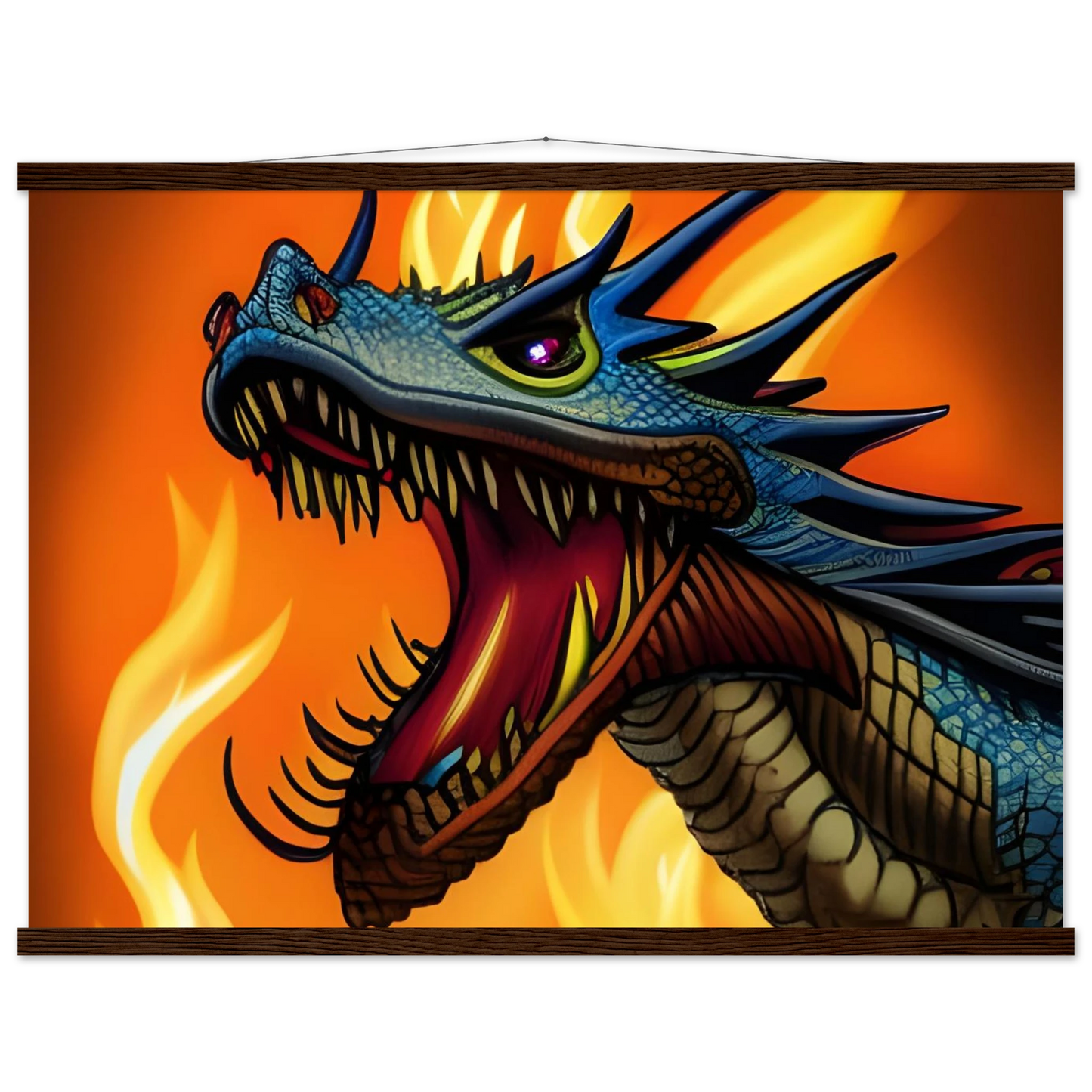 Framed Dragon artwork from Dragon’s Fury Poster with Hanger by PixiOnyx